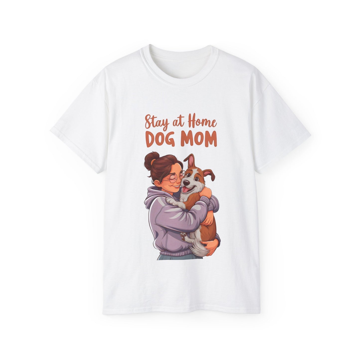 Cute Funny Cartoon Stay at Home Dog Mom Unisex Organic T-Shirt