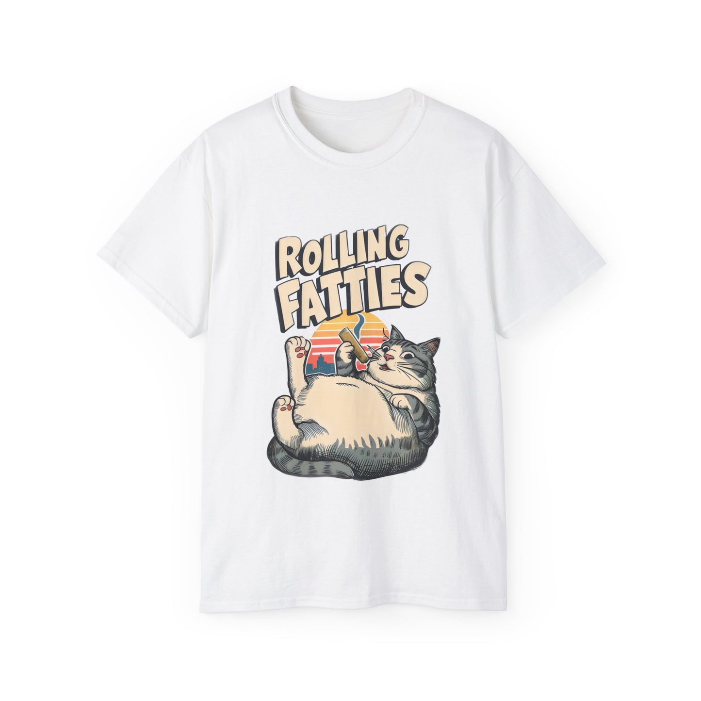 Cute Cat Cartoon Rolling Fatties Unisex Organic T-Shirt