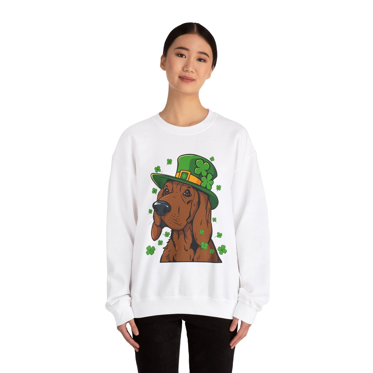 Cute Cartoon Shamrock Bloodhound St Patrick's Day Sweatshirt