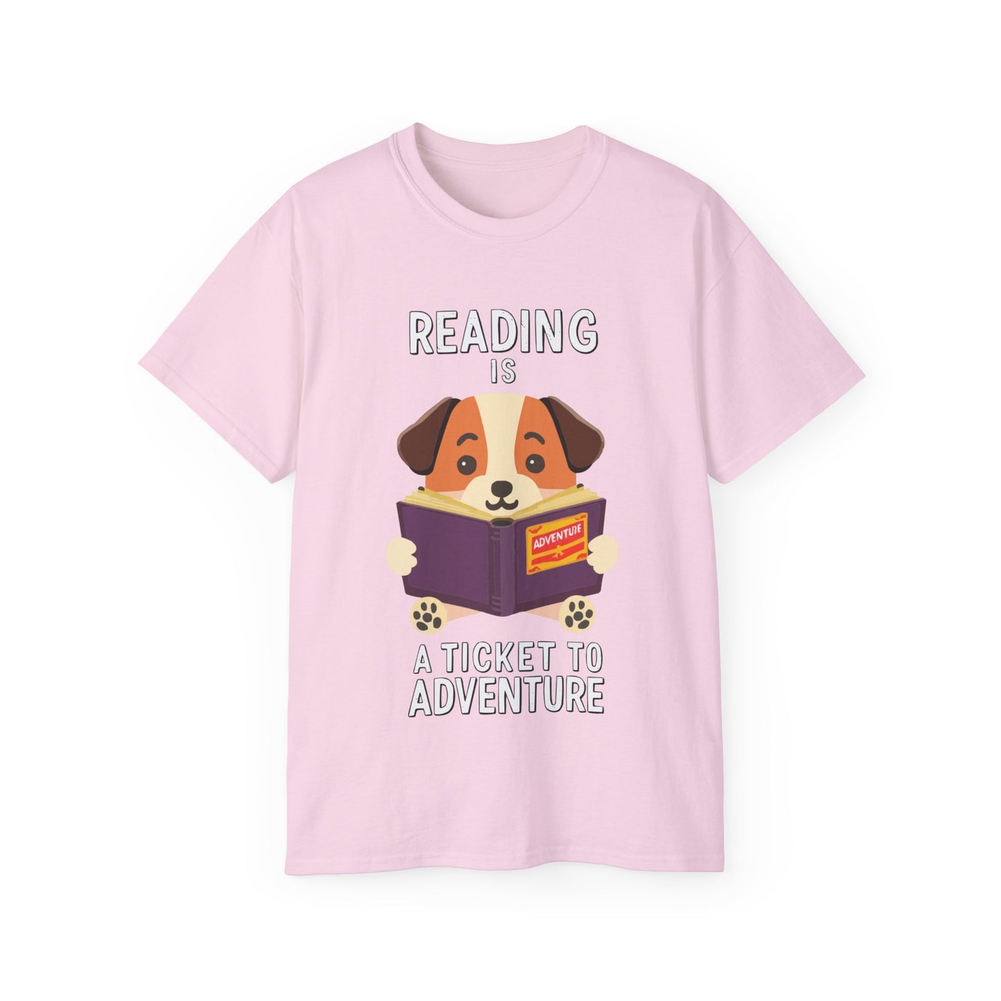 Cute Cartoon Reading is a Ticket to Adventure Unisex Organic T-Shirt