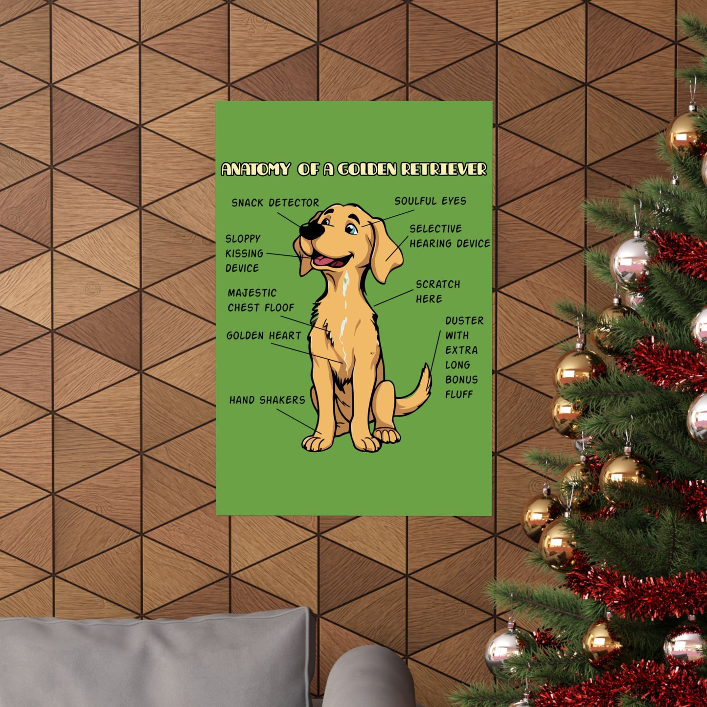 Cute Cartoon Anatomy of a Golden Retriever Posters