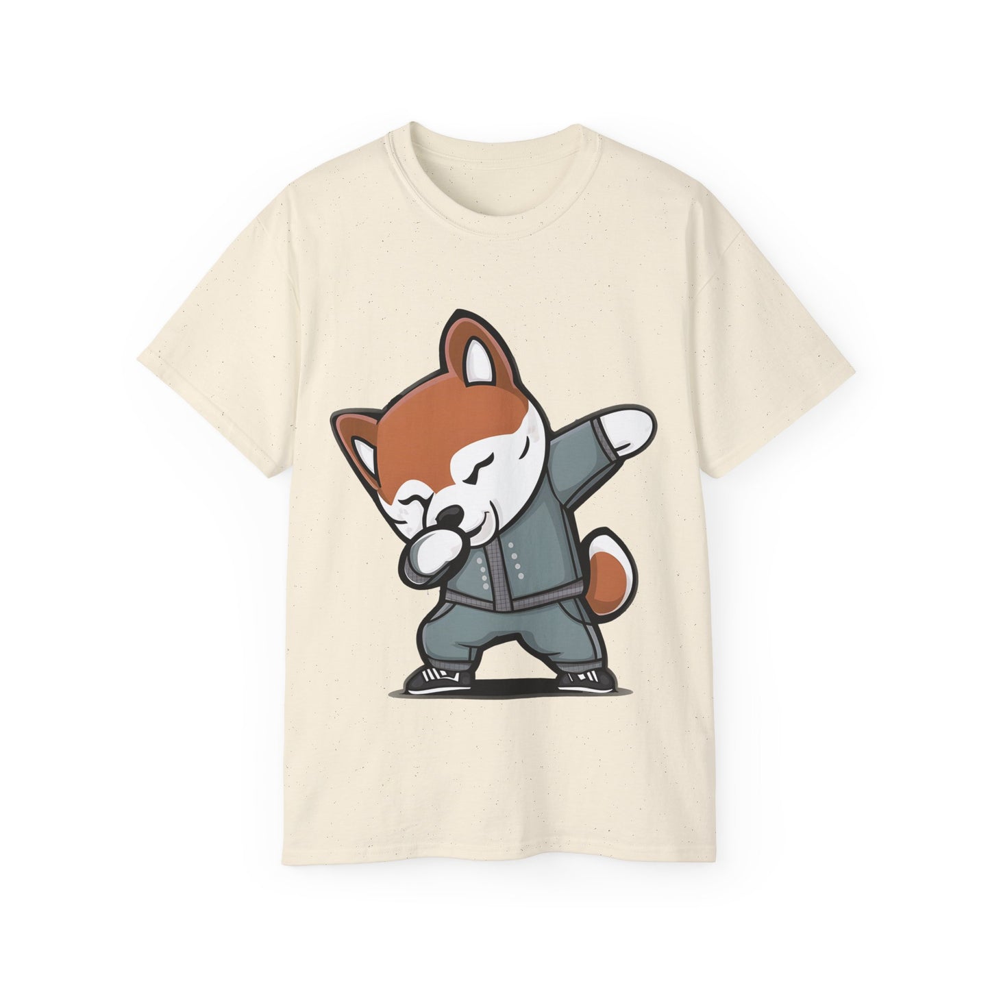 Cute Dog Cartoon Dabbing Shiba Unisex Organic T-Shirt