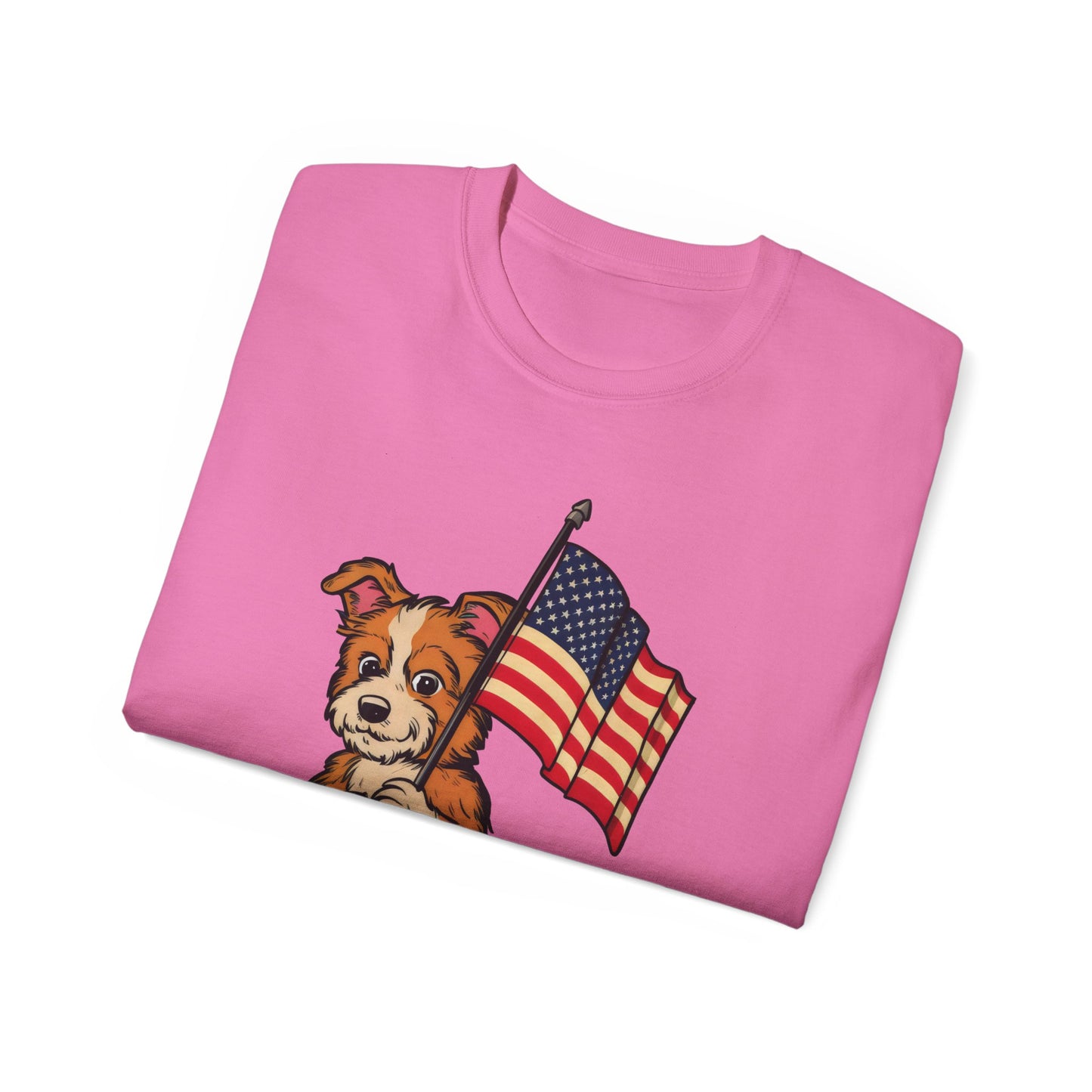 Cute Dog Cartoon Fourth of July Merica Organic T-Shirt