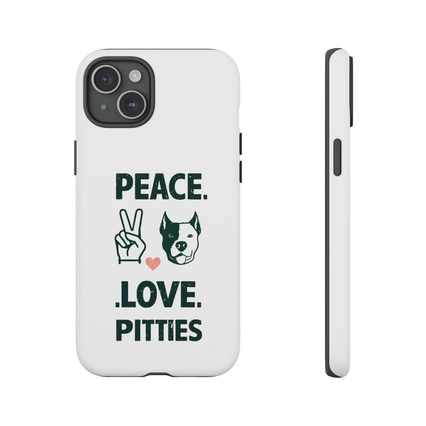 Cute Dog Cartoon Peace Love Pitties iPhone Tough Cases