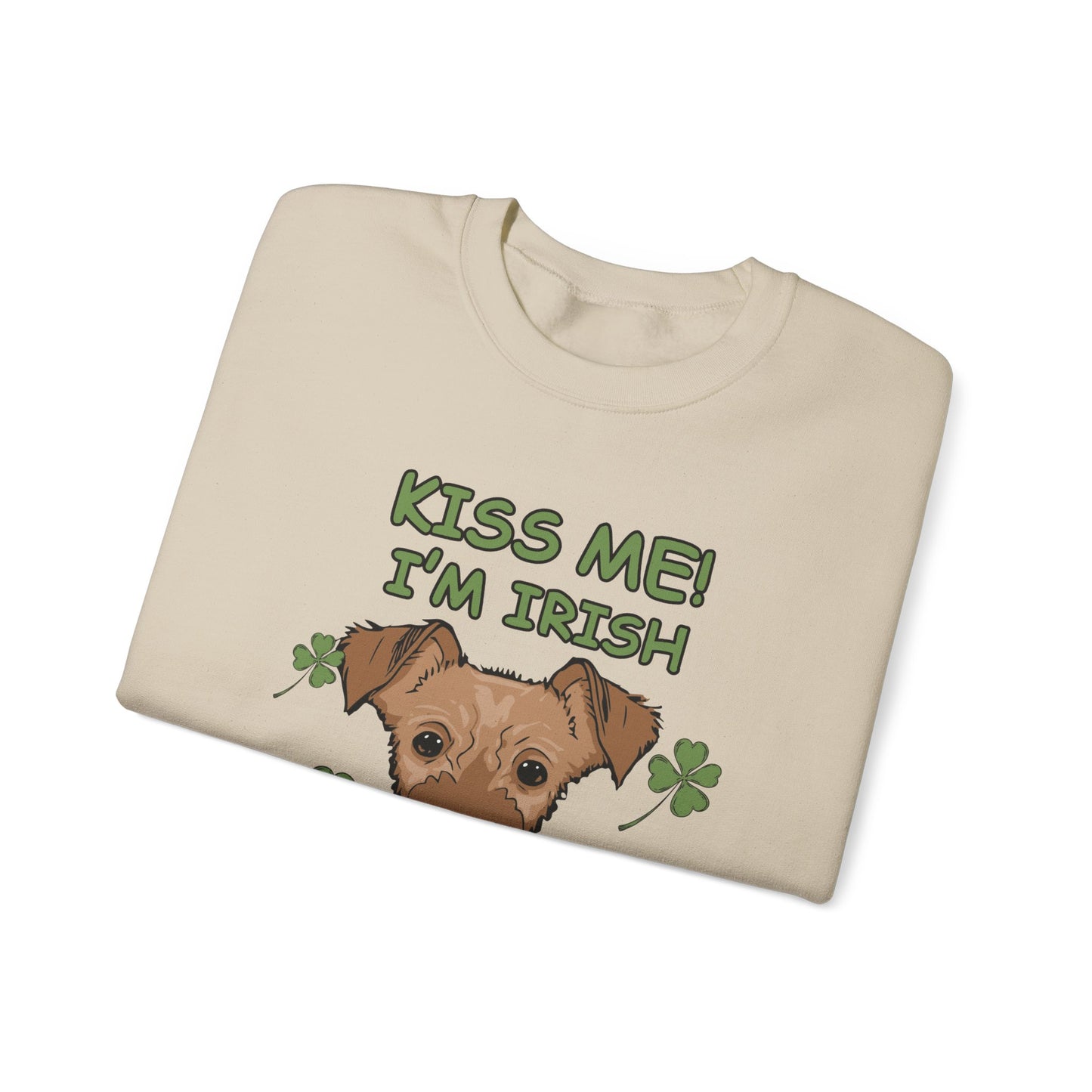 Cute Dog Cartoon St Patrick's Day Irish Terrier Crewneck Sweatshirt