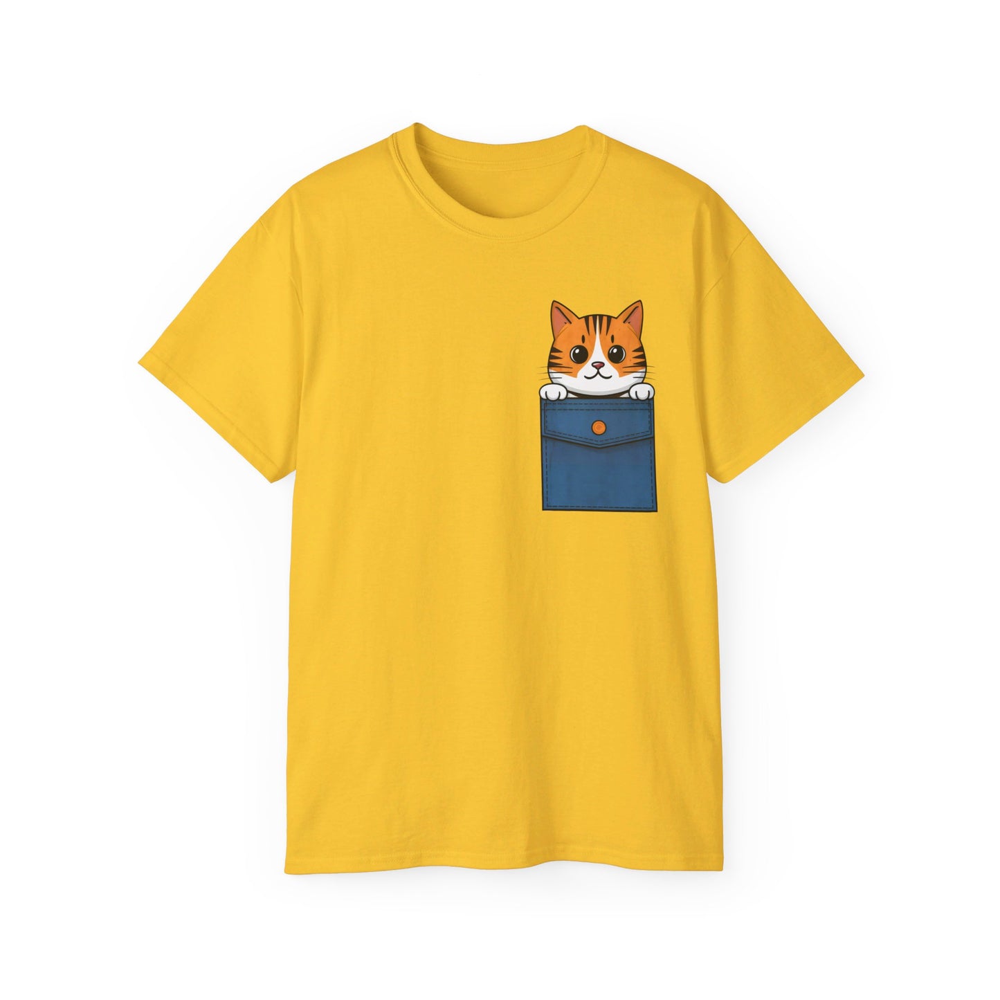 Cute Cartoon Cat in Pocket Unisex Organic T-Shirt