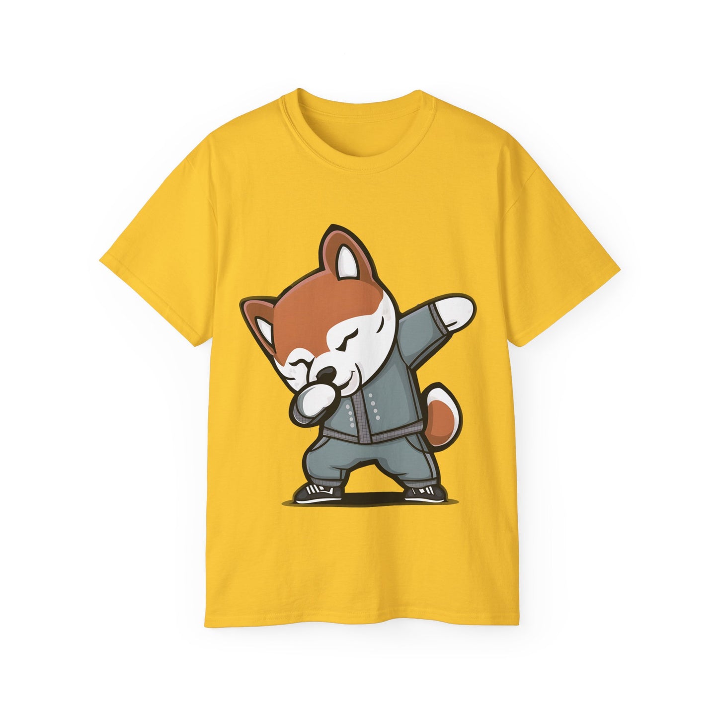 Cute Dog Cartoon Dabbing Shiba Unisex Organic T-Shirt