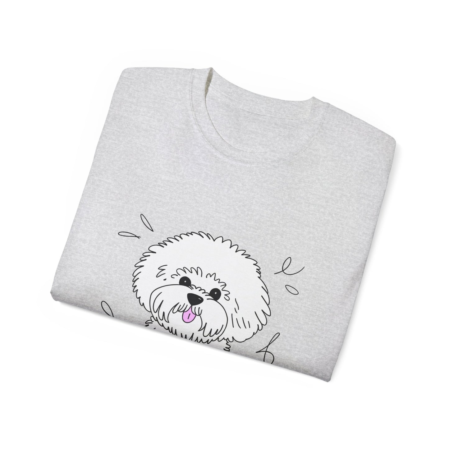 Cute Dog Cartoon Bichon Frise Poodle Unisex Organic T-Shirt