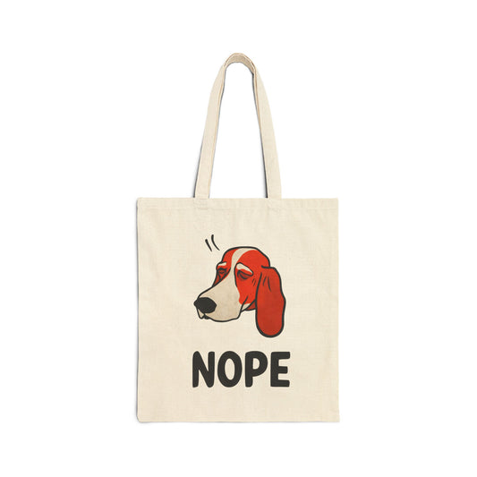 Cute Dog Cartoon Nope Meme Cotton Canvas Tote Bag