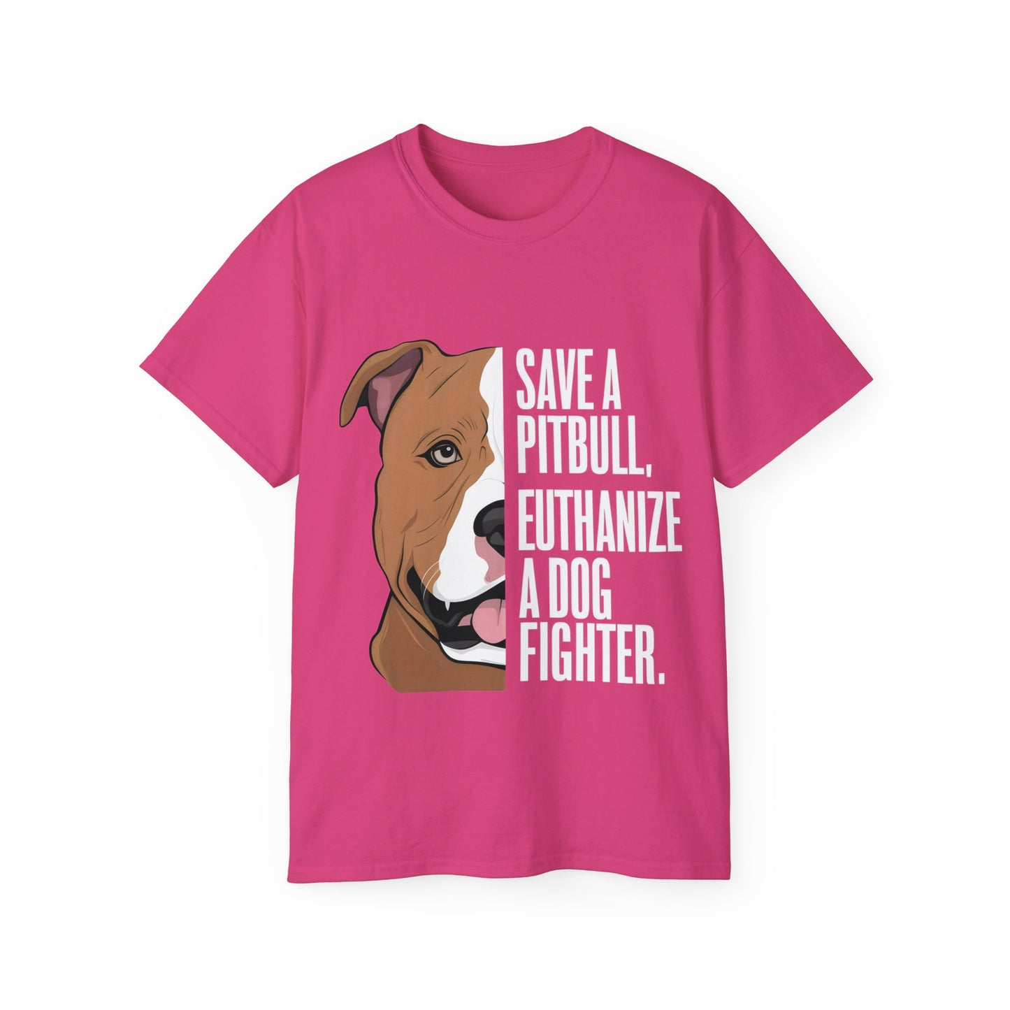 Cute Cartoon Save a Pitbull Euthanize a Dog Fighter Unisex Organic T-Shirt