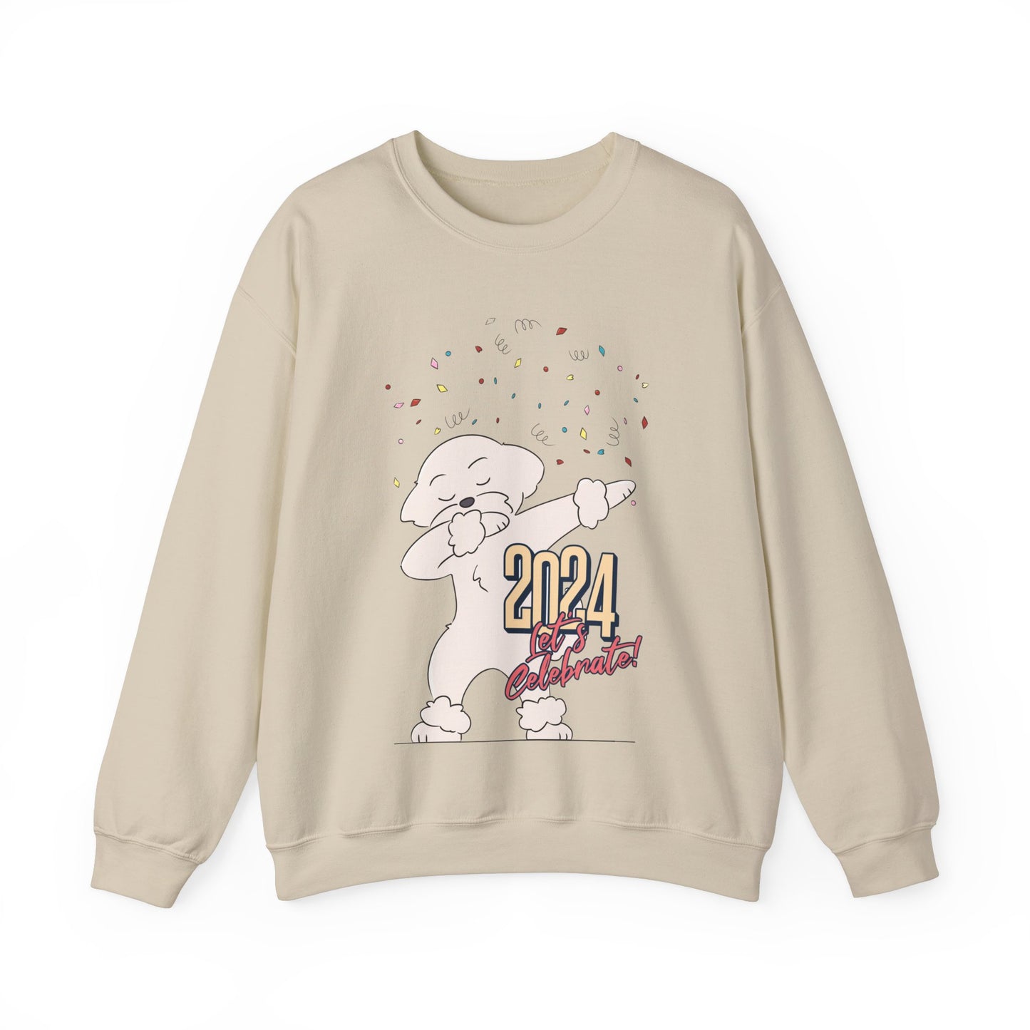 Cheeky Bichon Cute Let's Celebrate 2024 Unisex Crewneck Sweatshirt