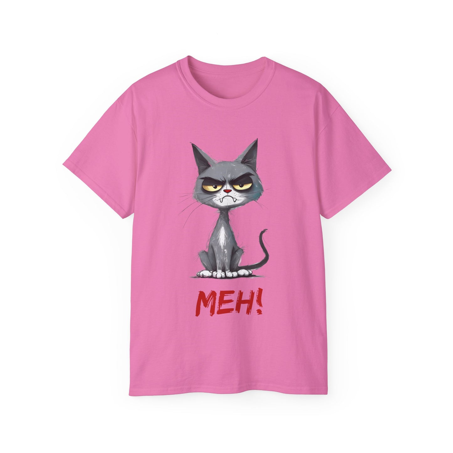 Cute Funny Cartoon Meh Cat Meme Unisex Tee