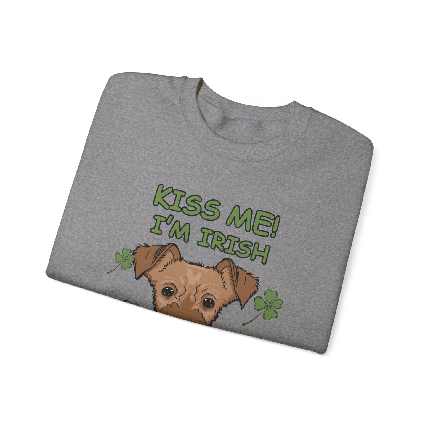 Cute Dog Cartoon St Patrick's Day Irish Terrier Crewneck Sweatshirt