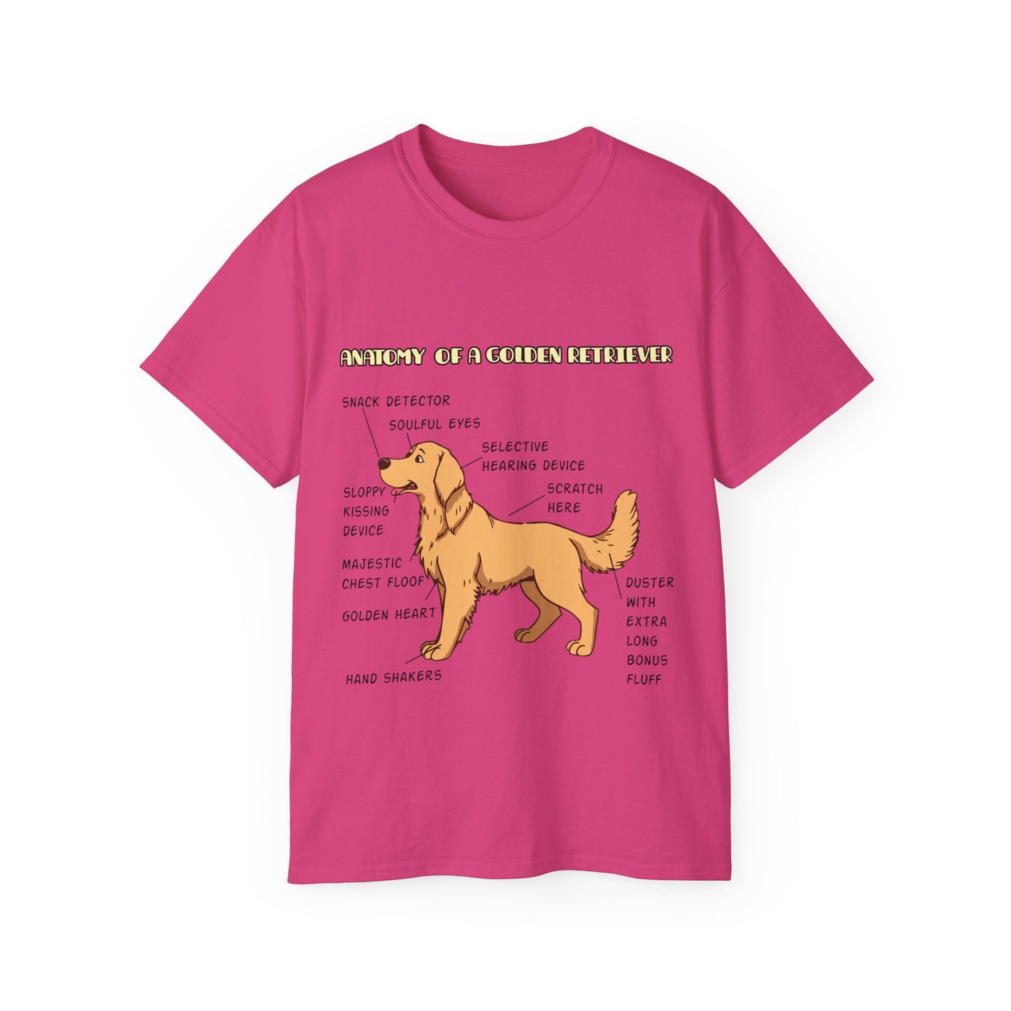 Dog Anatomy Unisex Tee - Cute Golden Retriever Cartoon Design