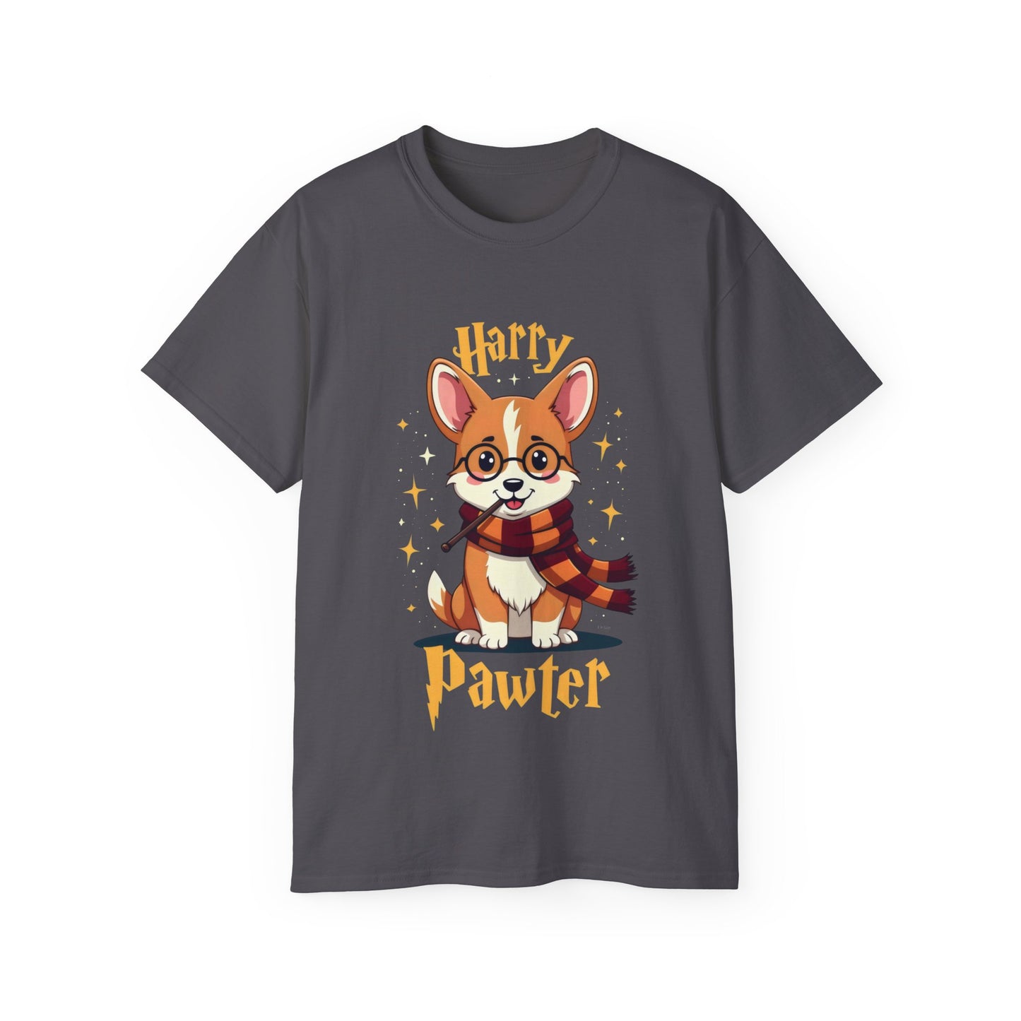 Cute Dog Cartoon Harry Pawter Corgi Unisex Organic T-Shirt