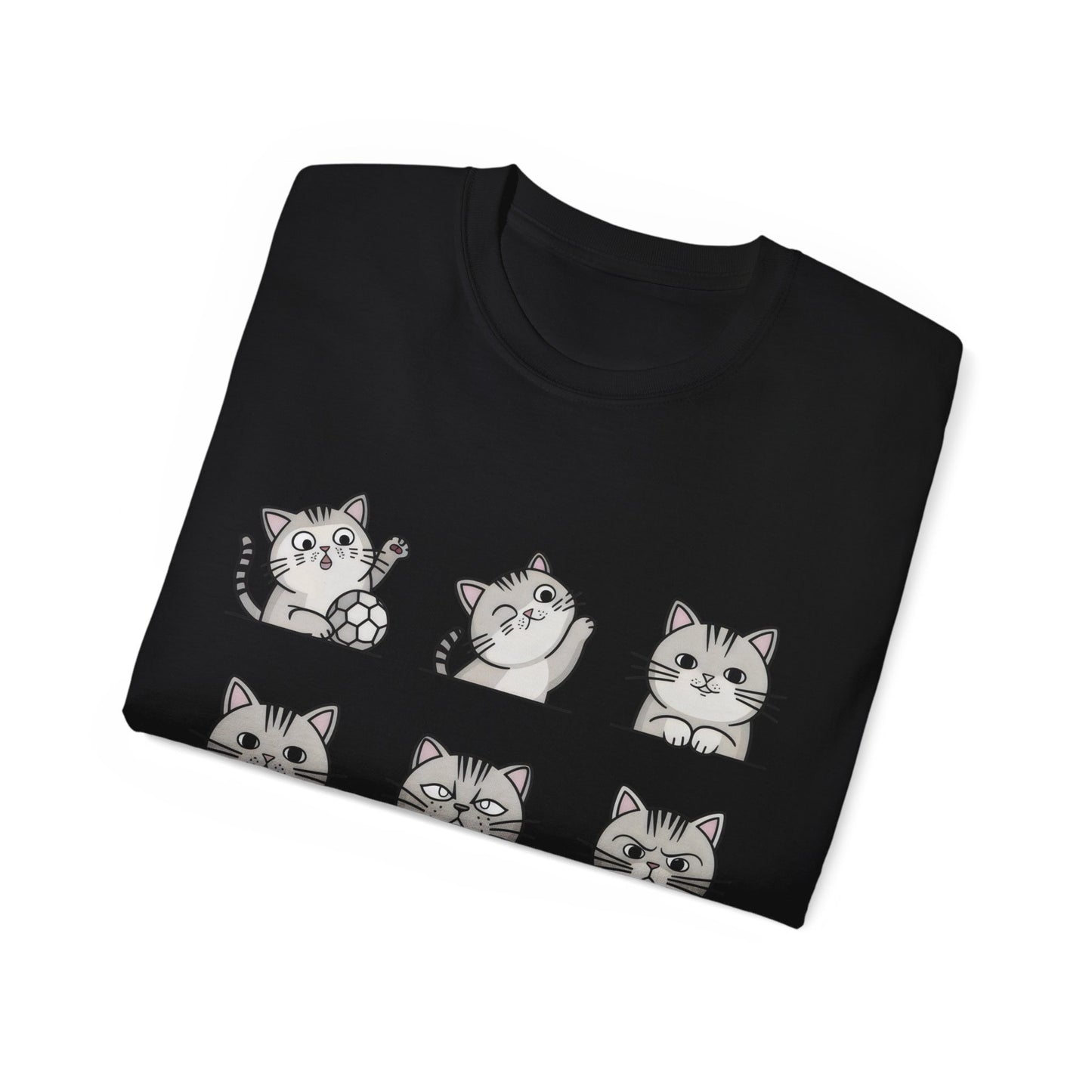 Nine Cute Cats Cartoon Organic T-Shirt