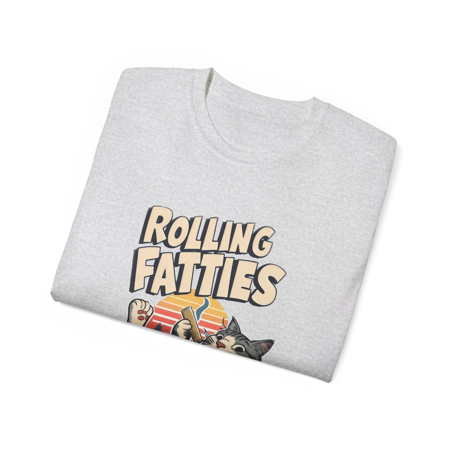 Cute Cat Cartoon Rolling Fatties Unisex Organic T-Shirt