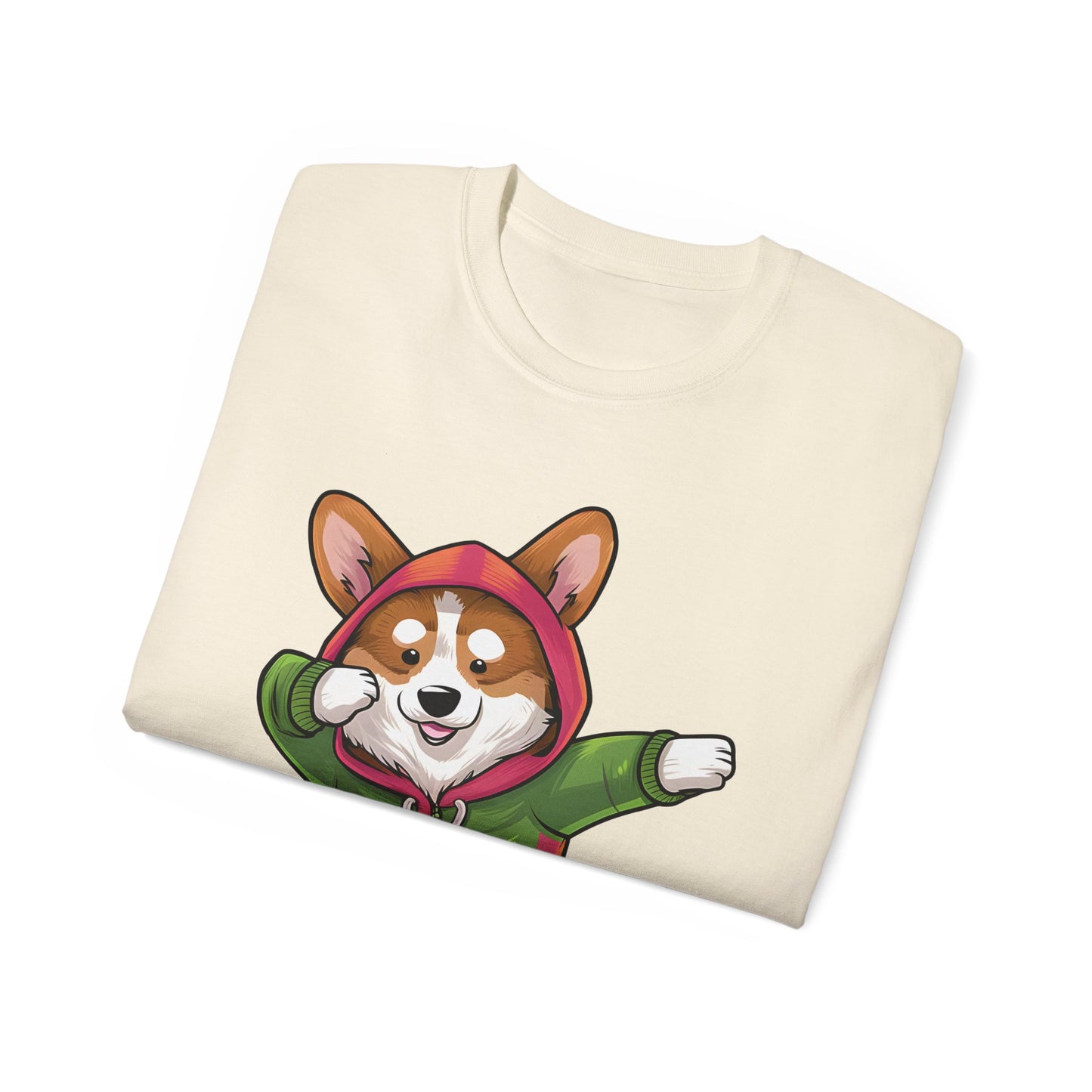 Cute Dog Cartoon Corgi Dabbing Meme Unisex Organic T-Shirt