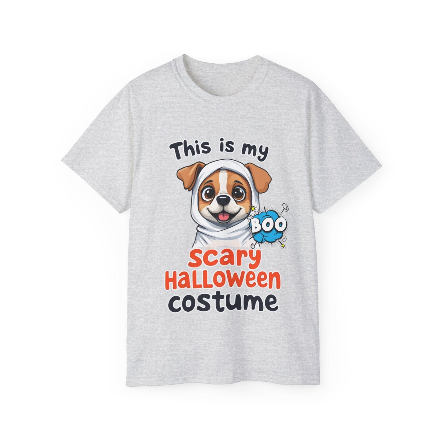 Cute Funny Dog Cartoon This is My Scary Halloween Costume Unisex Organic T-Shirt