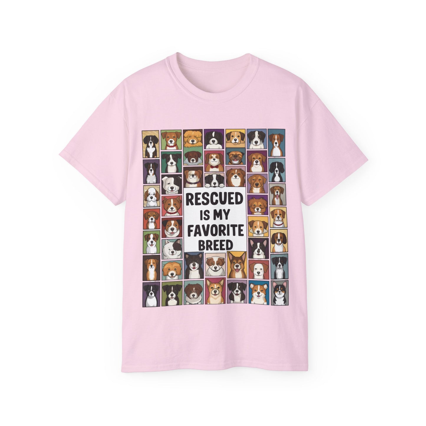 Cute Dog Cartoon Rescued is My Favorite Breed Unisex Organic T-Shirt