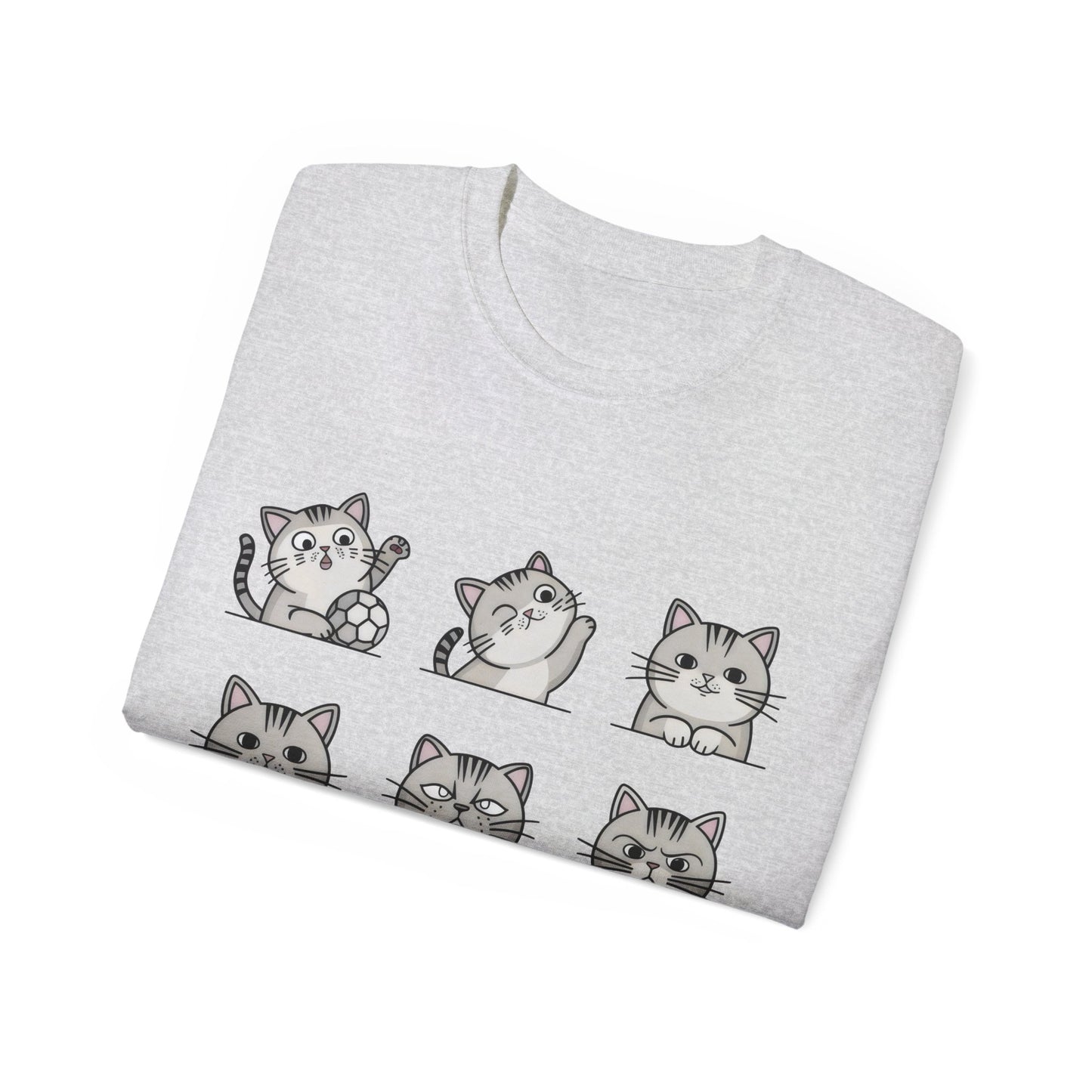 Nine Cute Cats Cartoon Organic T-Shirt