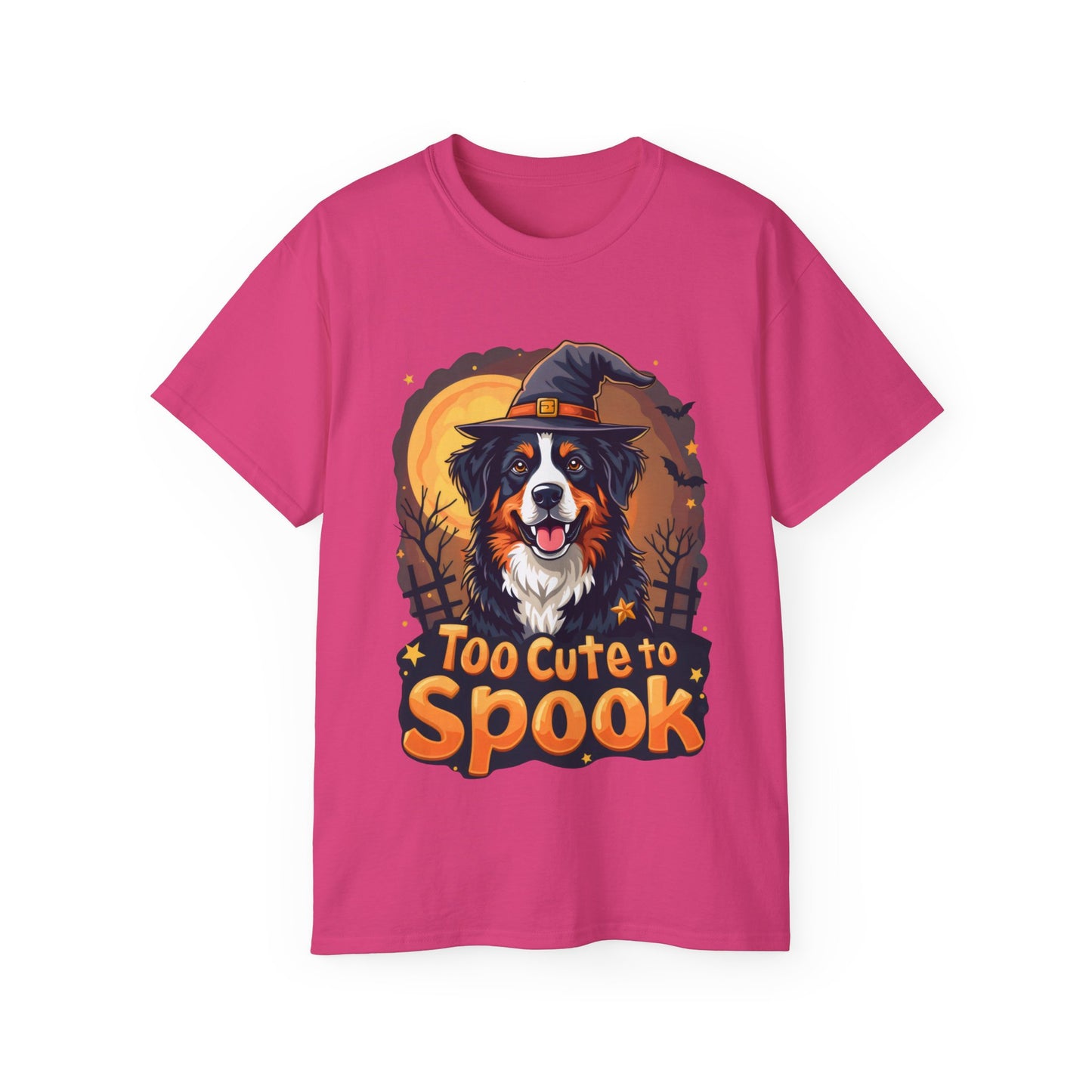 Dog Cartoon Too Cute to Spook Halloween Unisex Organic T-Shirt