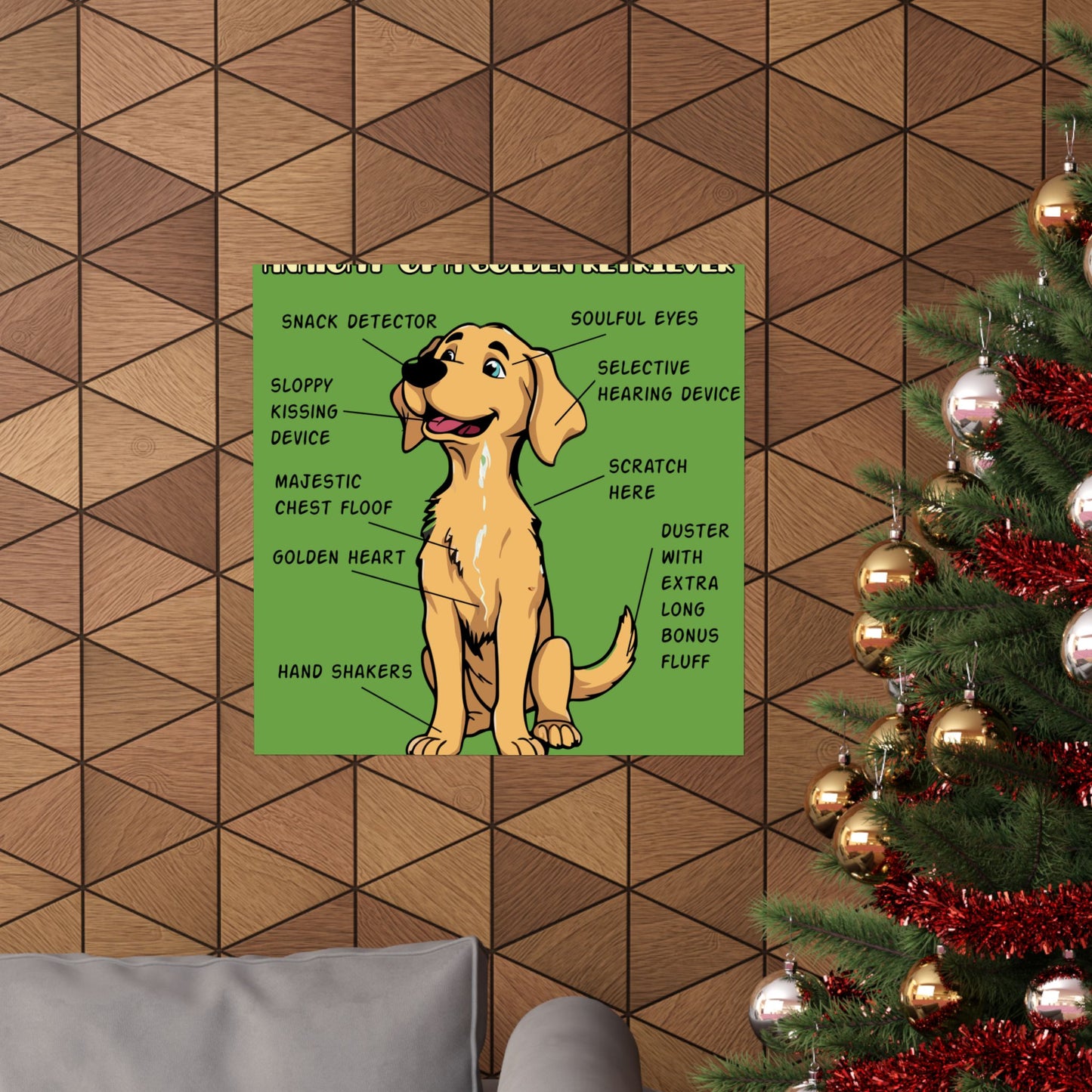 Cute Cartoon Anatomy of a Golden Retriever Posters