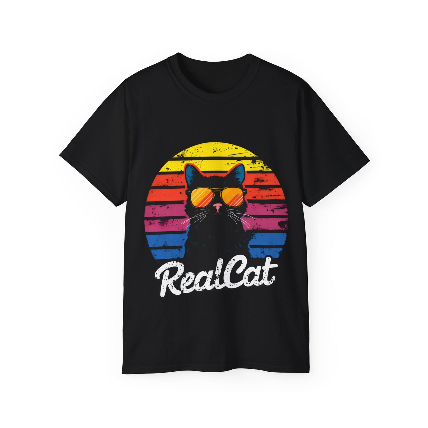 Cute Funny Cartoon Real Cat Unisex Organic T-Shirt