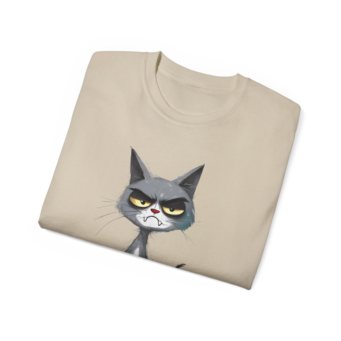 Cute Funny Cartoon Meh Cat Meme Unisex Tee