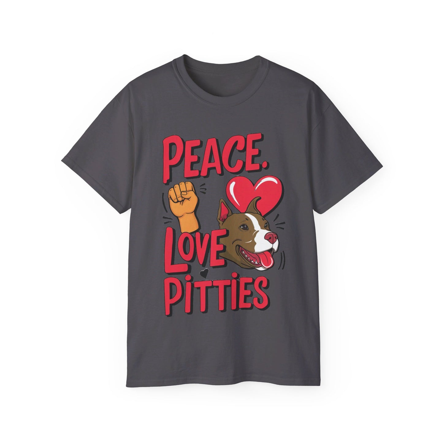 Cute Dog Cartoon Peace Love Pitties Unisex Organic T-Shirt