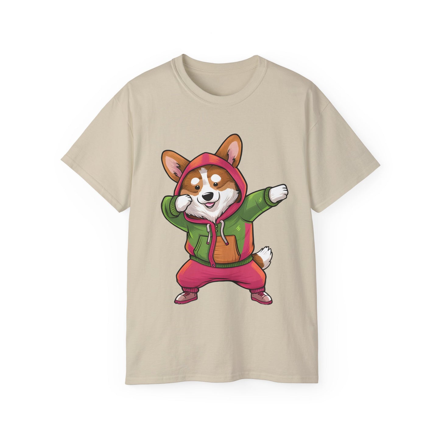 Cute Dog Cartoon Corgi Dabbing Meme Unisex Organic T-Shirt