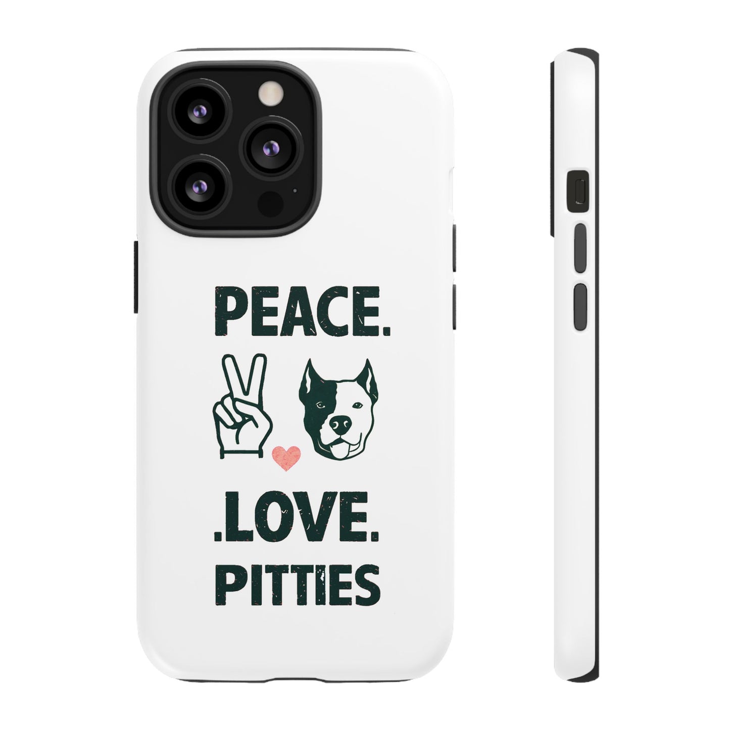 Cute Dog Cartoon Peace Love Pitties iPhone Tough Cases