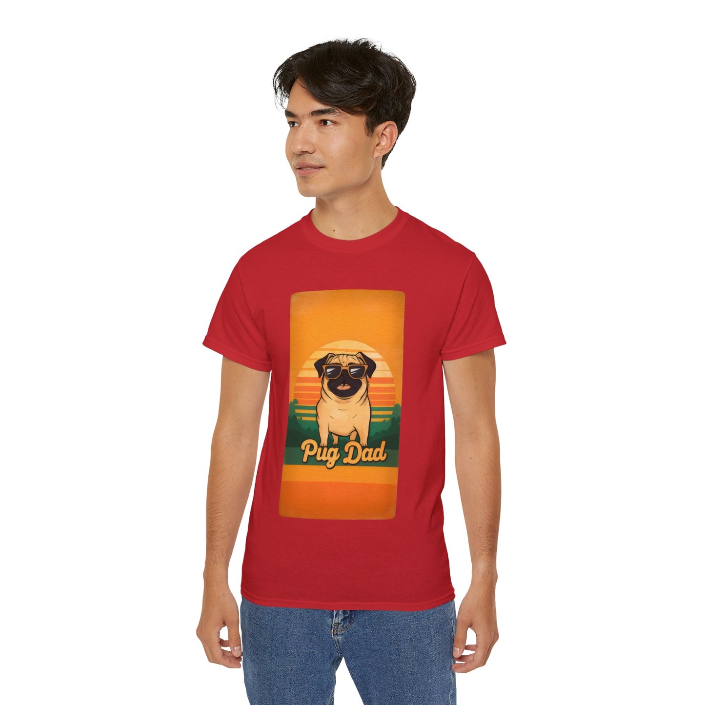 Cute Funny Pug Dad Unisex Organic T-Shirt