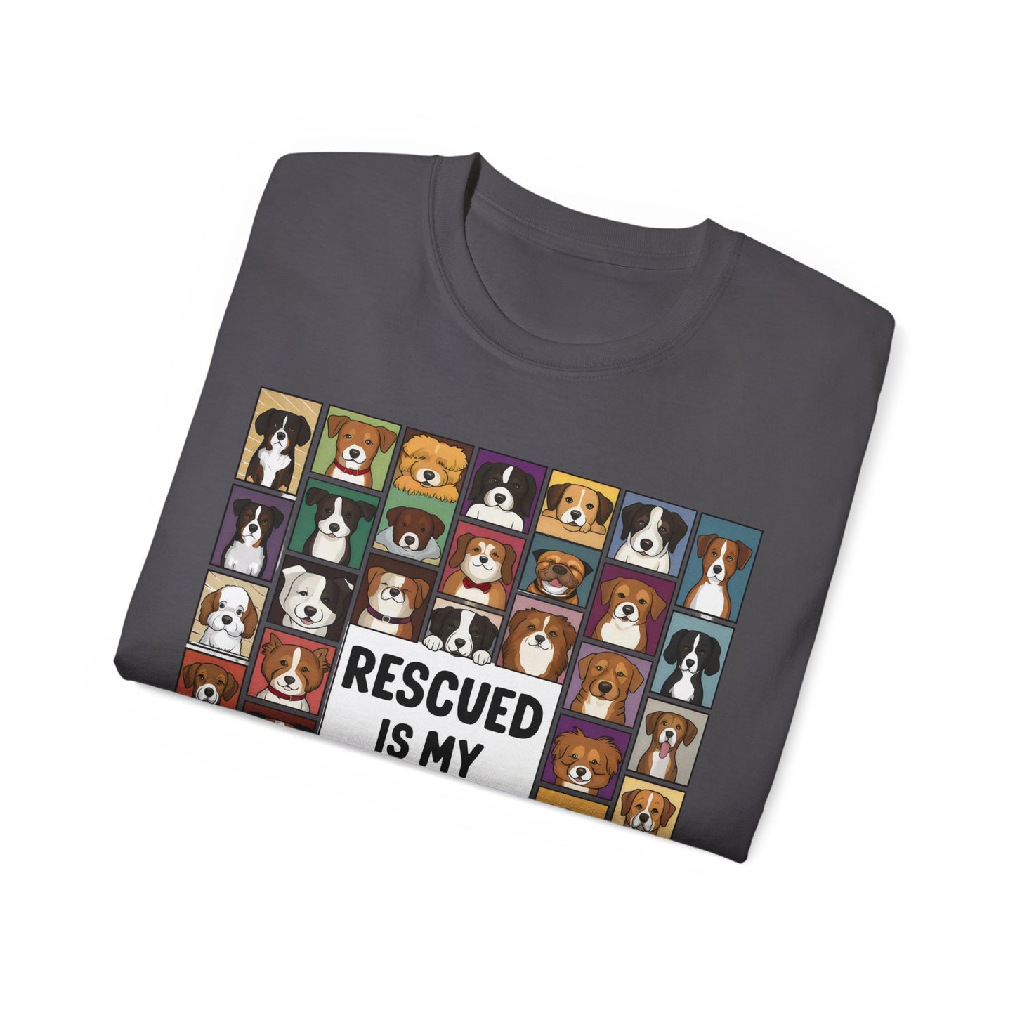 Cute Dog Cartoon Rescued is My Favorite Breed Unisex Organic T-Shirt