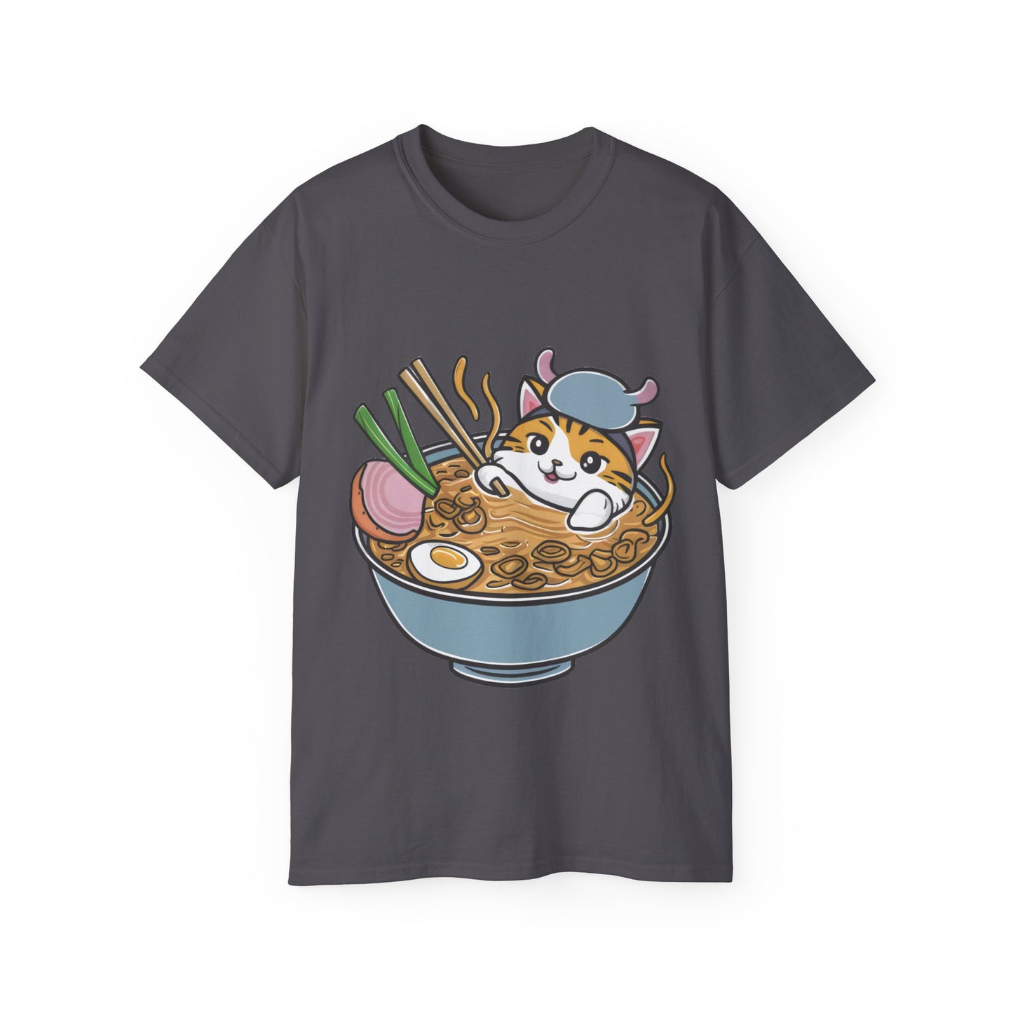 Cute Cartoon Cat Ramen Unisex Organic T-Shirt