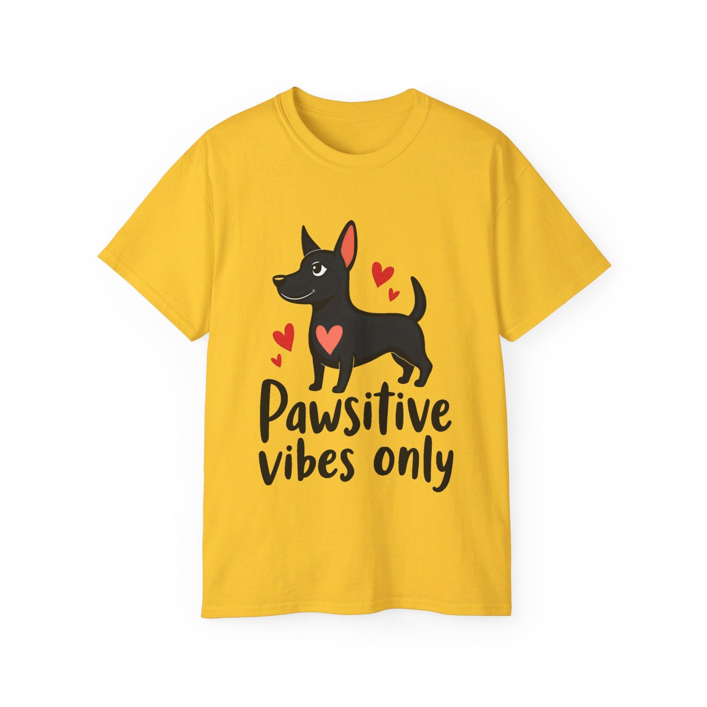 Cute Dog Cartoon Pawsitive Vibes Only Unisex Organic T-Shirt