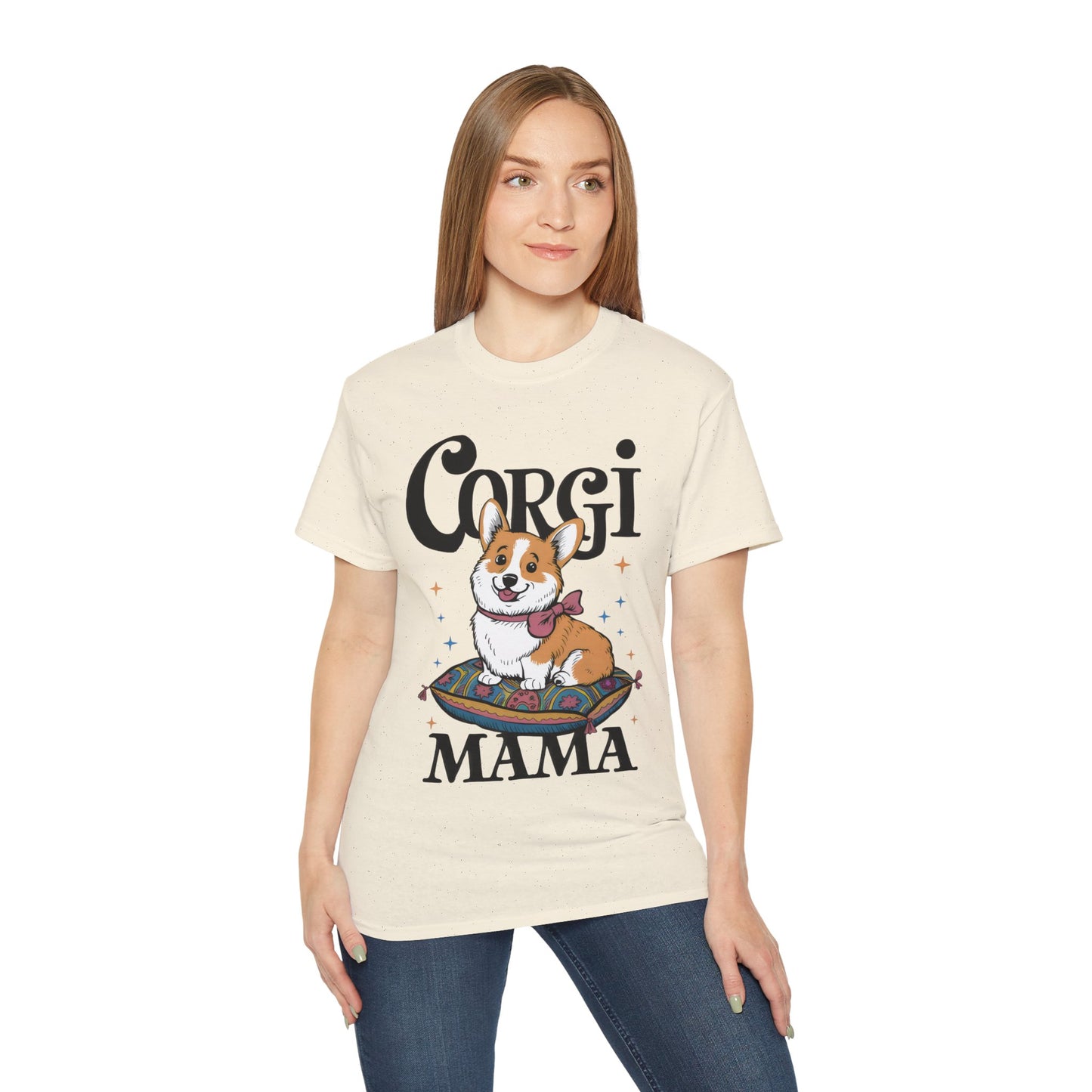 Cute Dog Cartoon Corgi Mama Organic T-Shirt