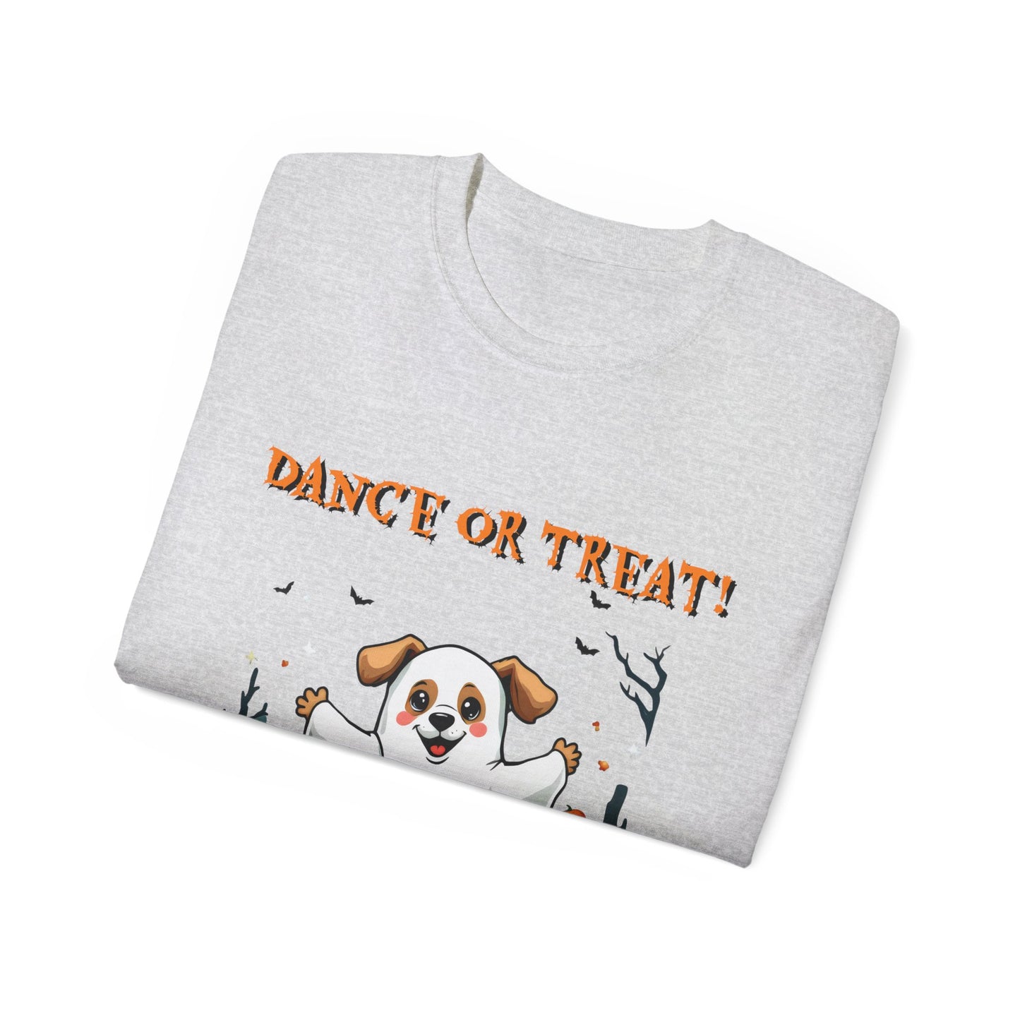 Cute Funny Dog Cartoon Dance or Treat Halloween Meme Organic T-Shirt