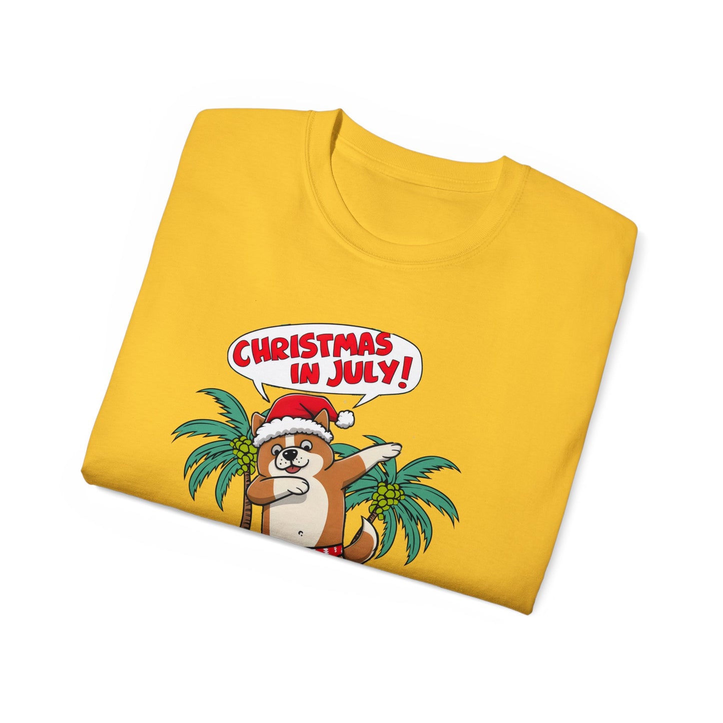 Cute Dog Cartoon Christmas in July Unisex Organic T-Shirt