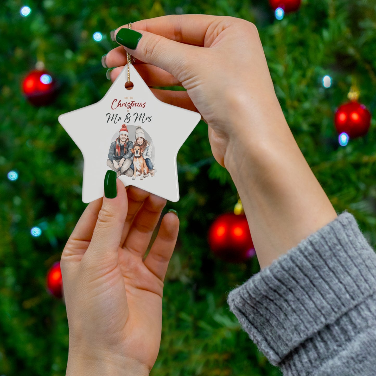 Our First Christmas Dog Lover Ceramic Ornament, 4 Shapes