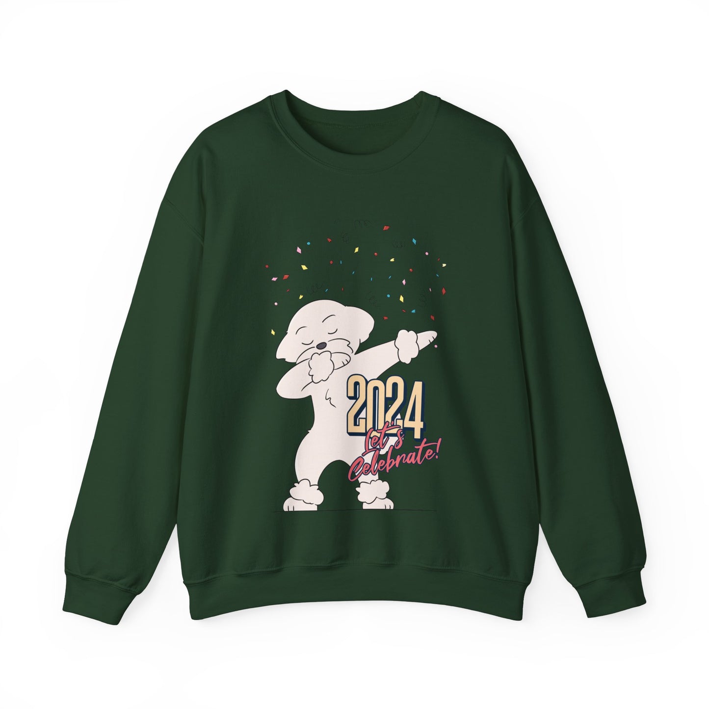 Cheeky Bichon Cute Let's Celebrate 2024 Unisex Crewneck Sweatshirt