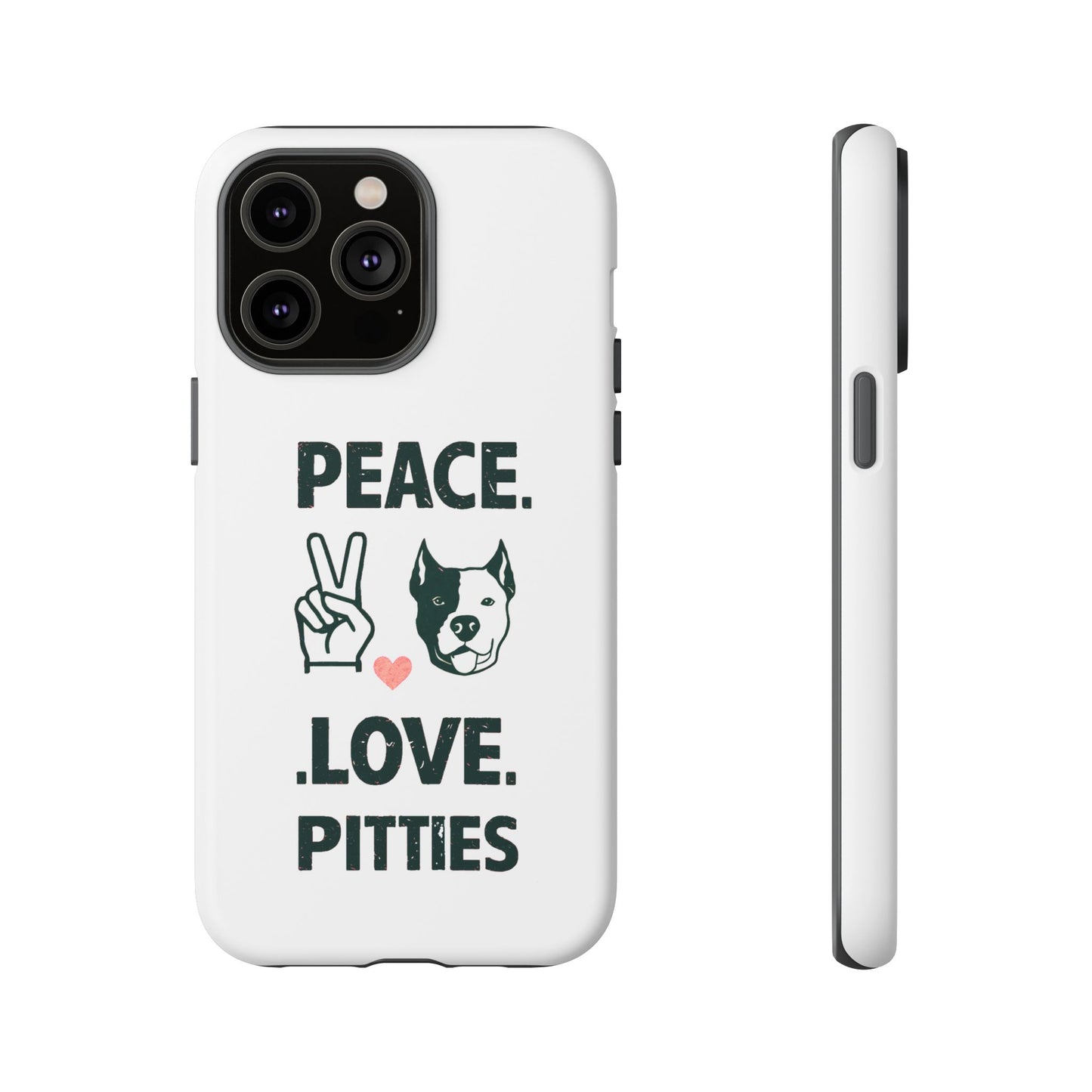 Cute Dog Cartoon Peace Love Pitties iPhone Tough Cases