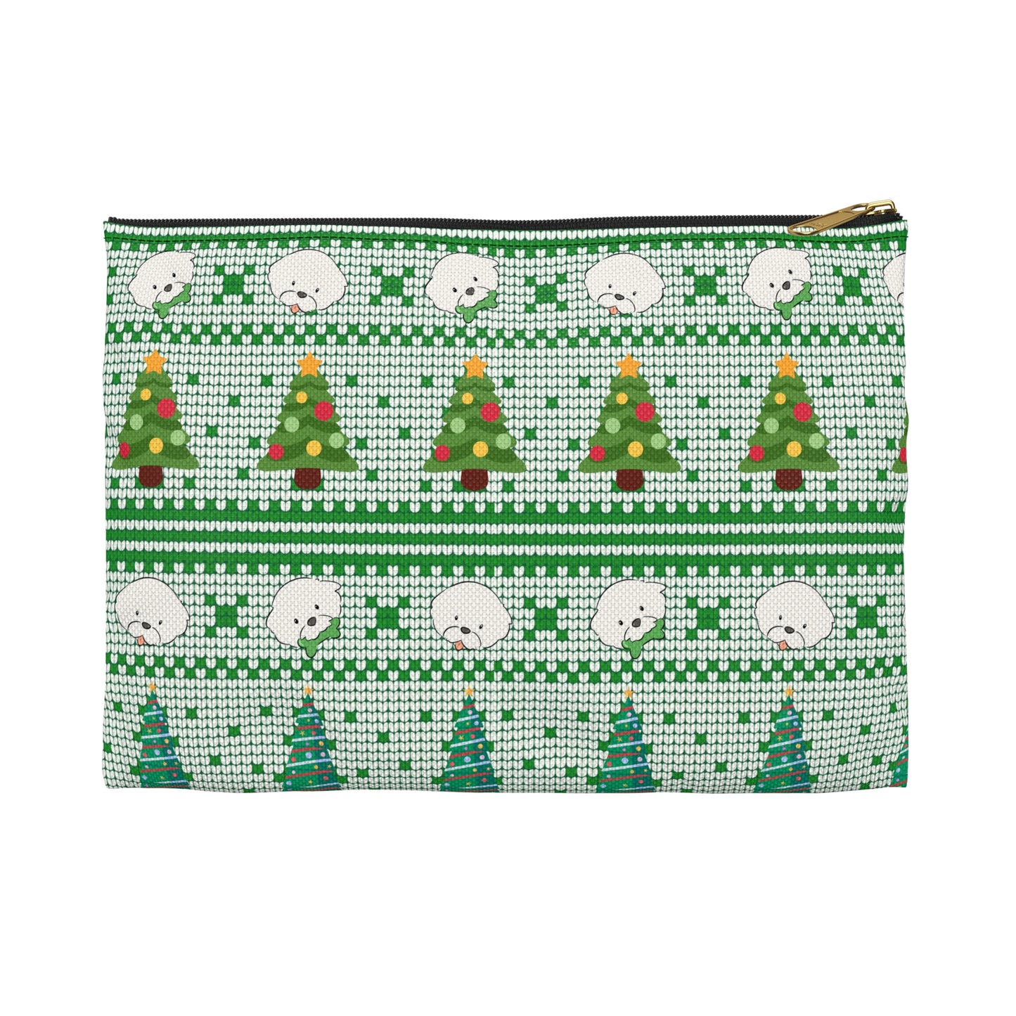 Cheeky Bichon Cute Christmas Dog Knit Pattern Accessory Pouch