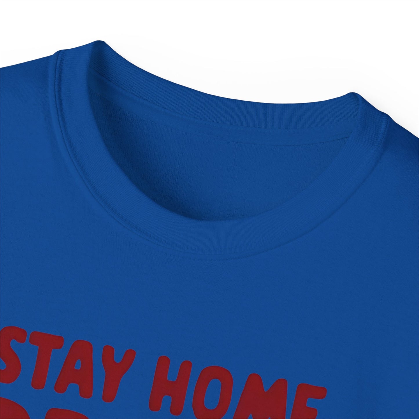 Cute Funny Dog Cartoon Stay Home, Drink Bourbon and Pet the Dog Meme Unisex Organic T-Shirt