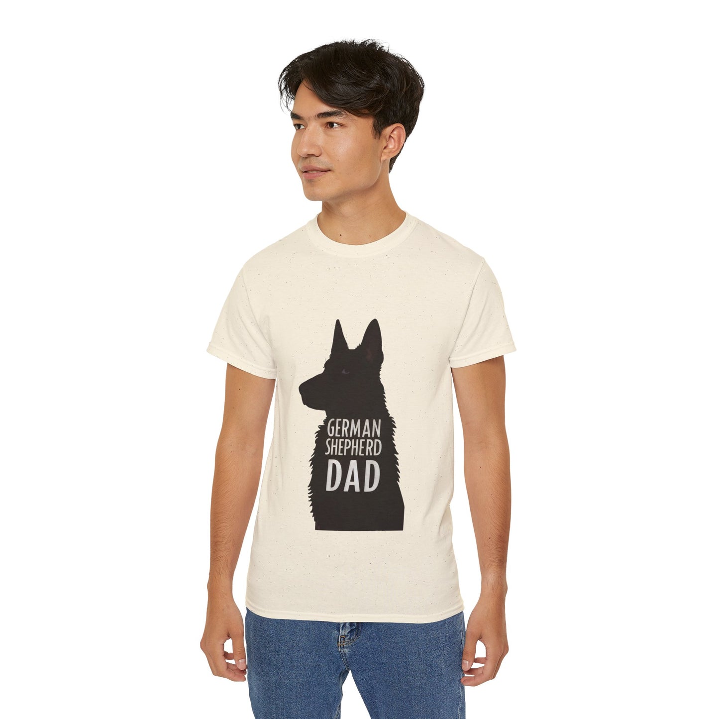 Cute Cartoon German Shepherd Dad Organic T-Shirt