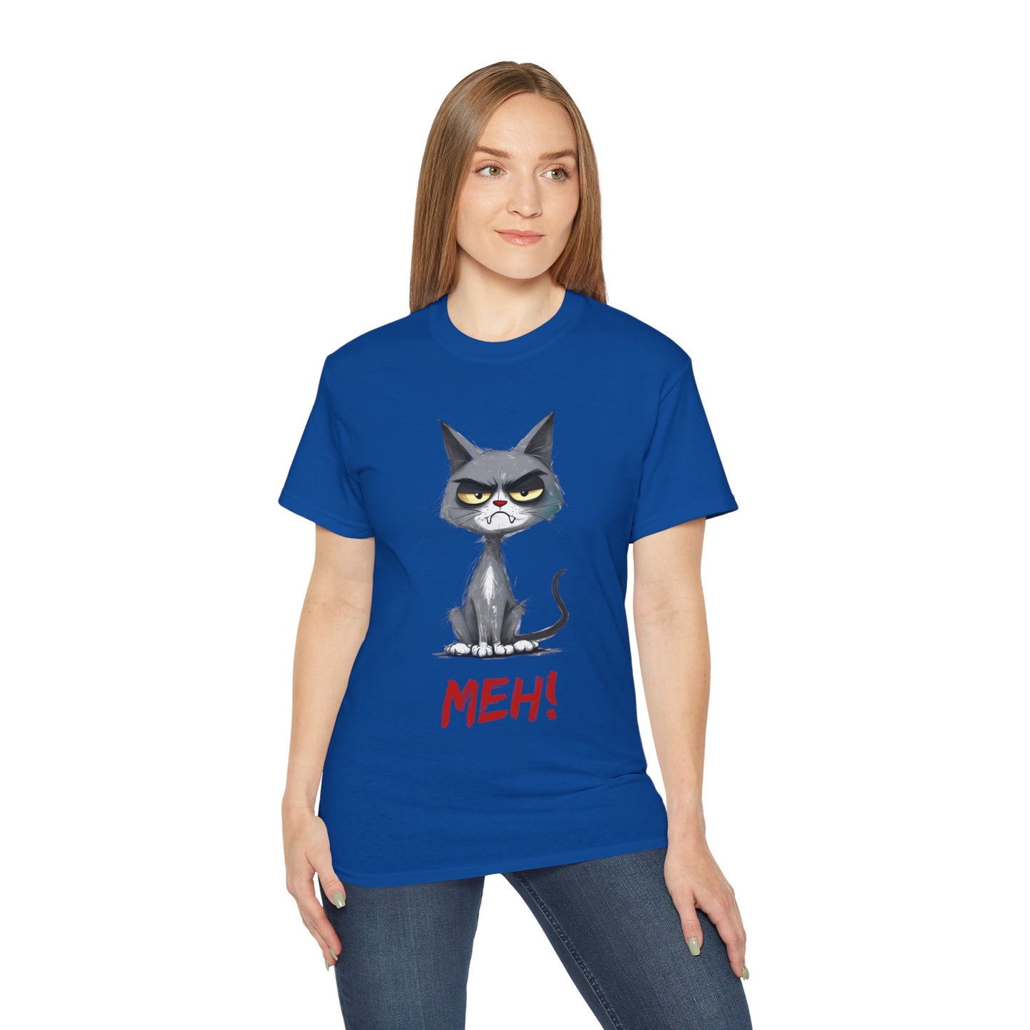 Cute Funny Cartoon Meh Cat Meme Unisex Tee