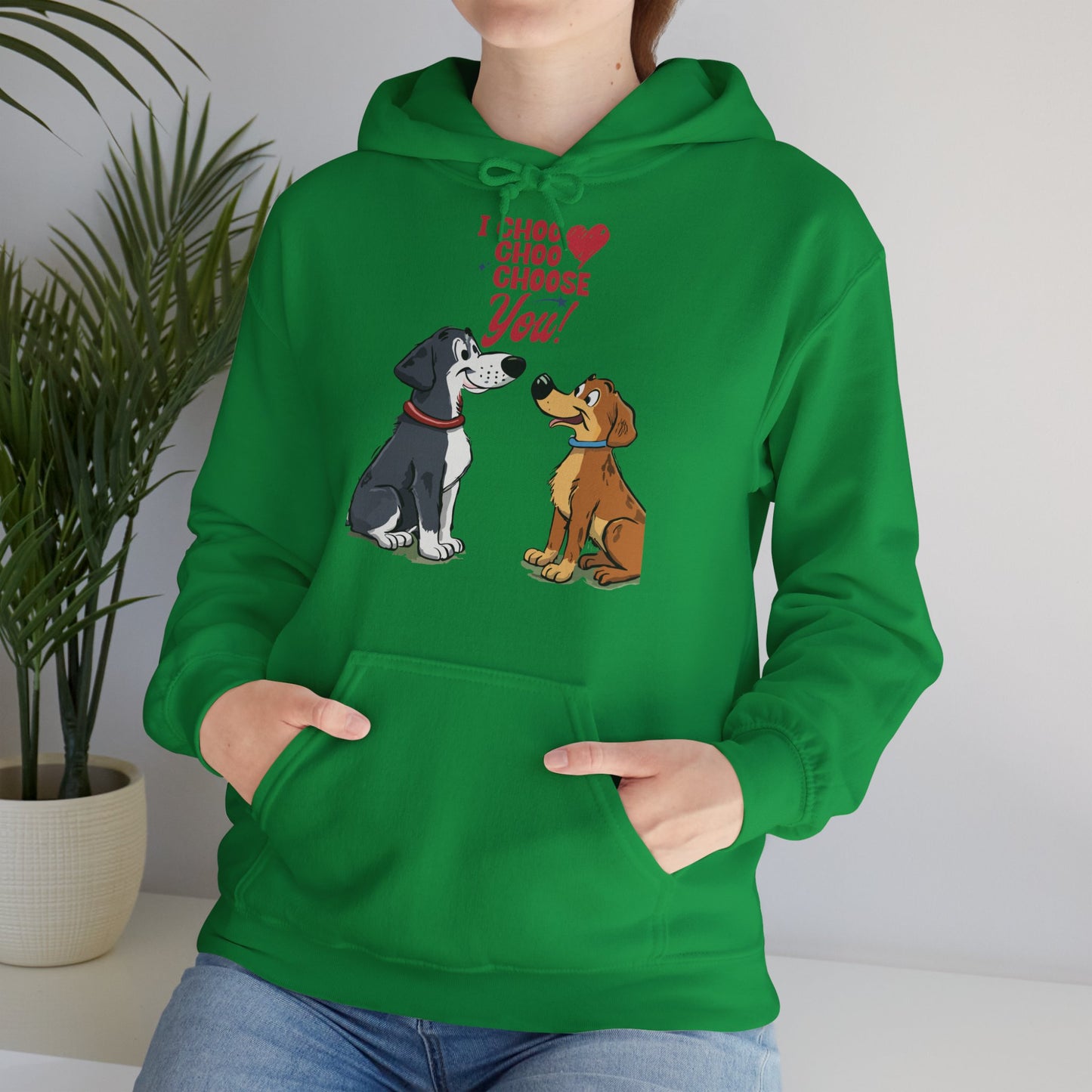 Cute Cartoon Dog I Choose You Valentine's Day Unisex Hooded Sweatshirt