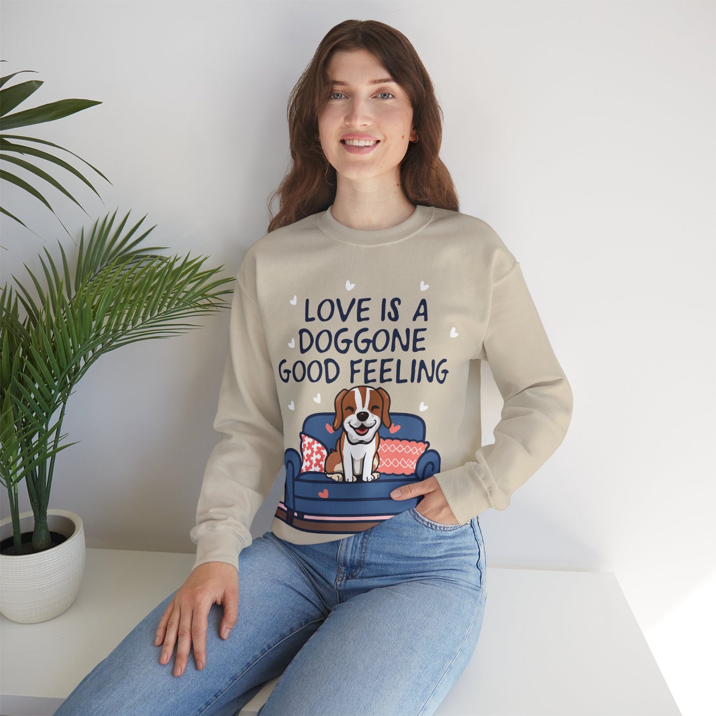 Cute Dog Cartoon Valentine's Day Meme Crewneck Sweatshirt