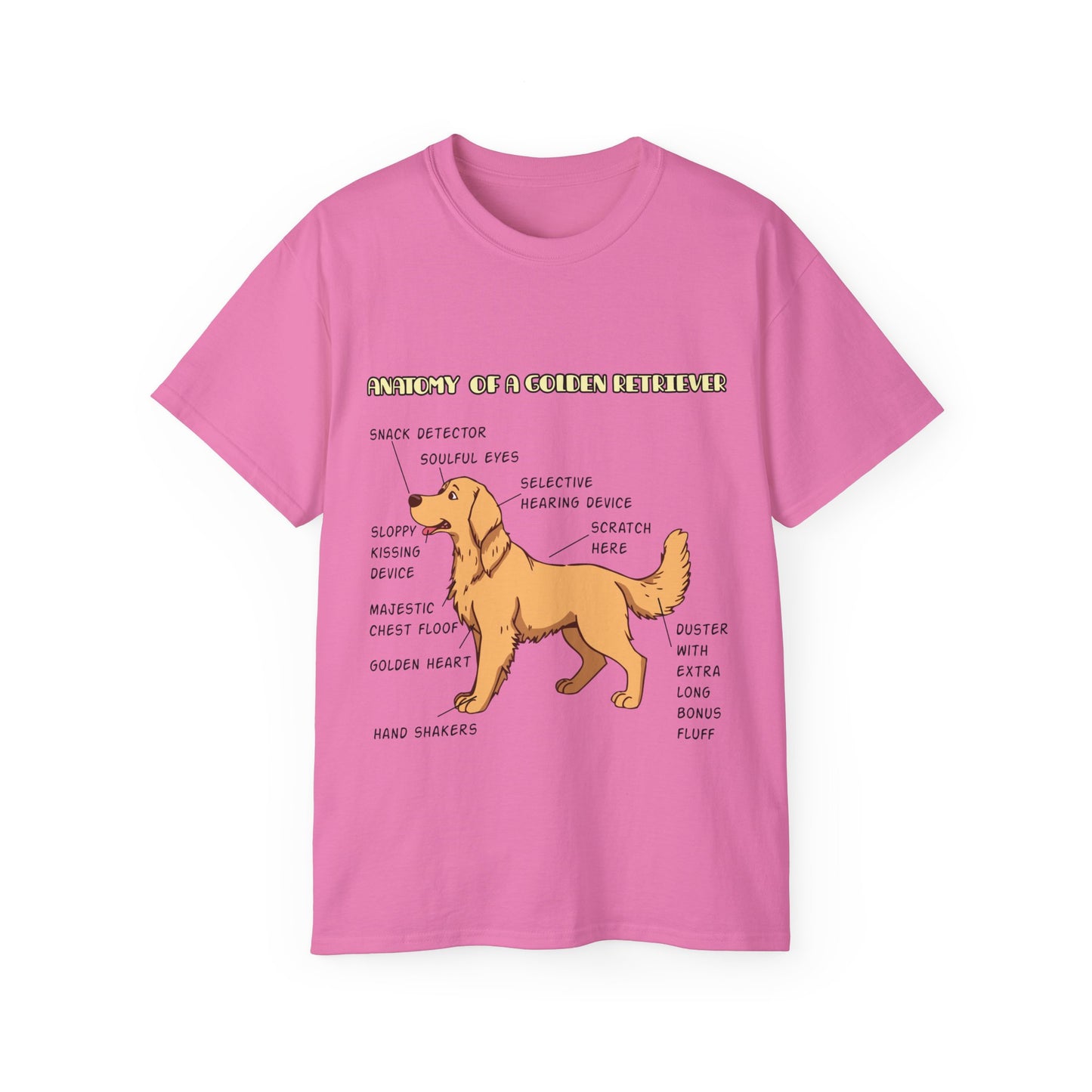 Dog Anatomy Unisex Tee - Cute Golden Retriever Cartoon Design