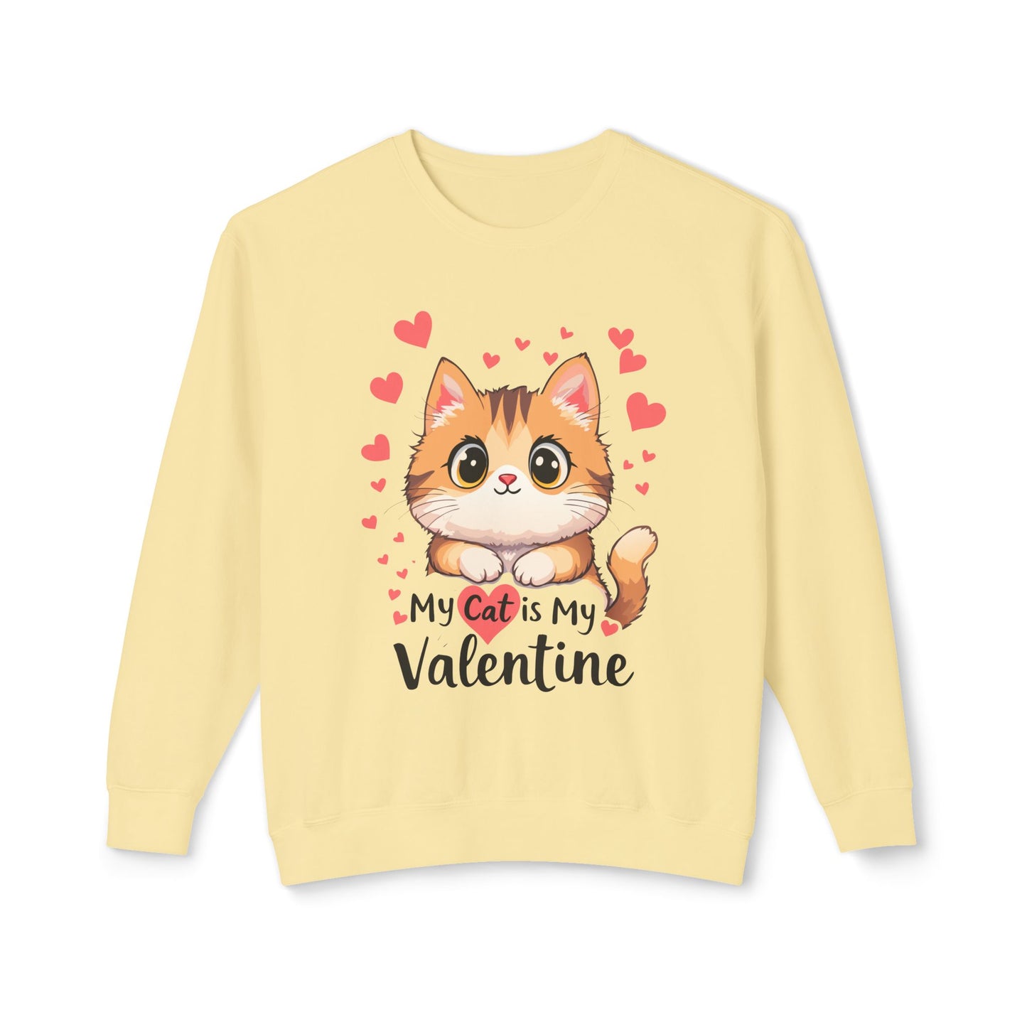 Cartoon Cat Valentine Crewneck Sweatshirt